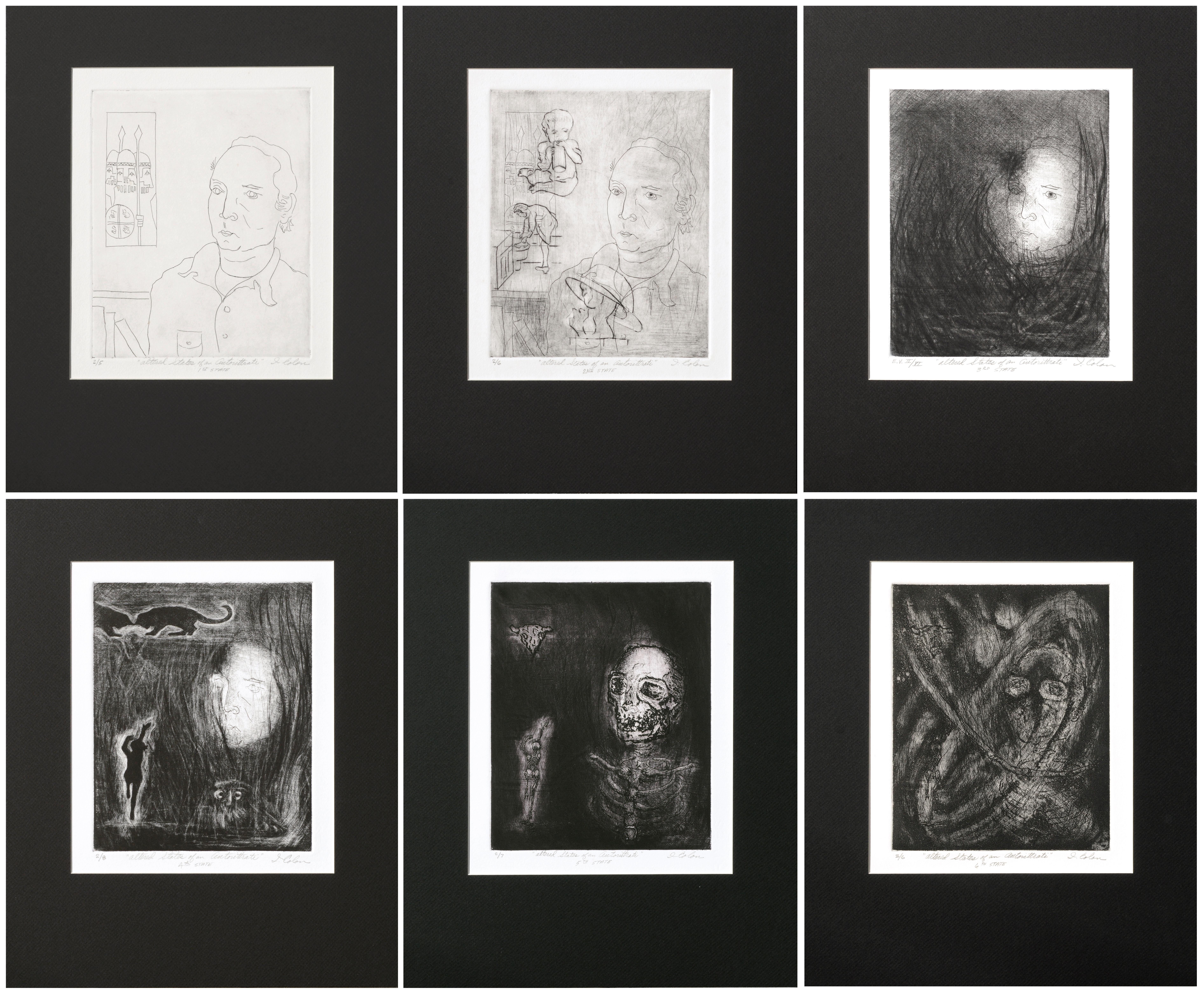 I. Colon Figurative Print - "Altered States of an Autorittrati", Modernist Self-Portrait Complete Series (6)