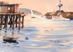 Pier and Sailboats in the Harbor - Seascape