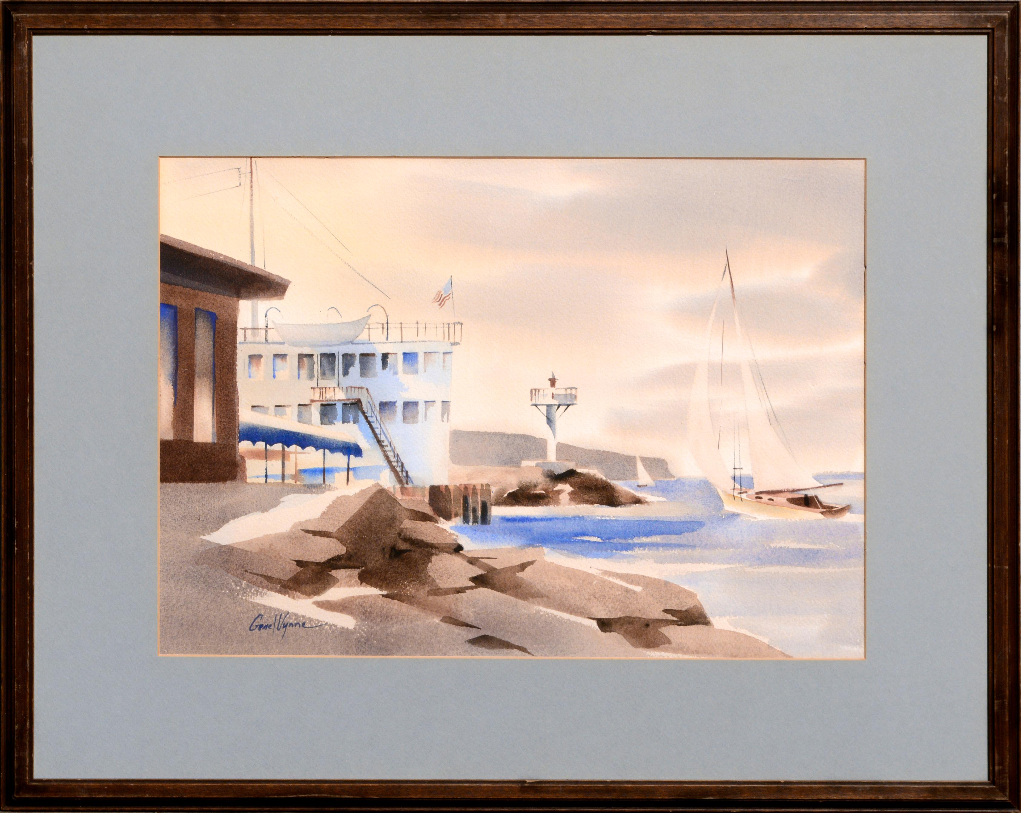 Gene Wynne Landscape Art - "At the Princess Louise, Redondo Beach" - Maritime Landscape Watercolor