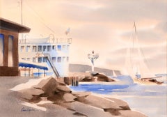 "At the Princess Louise, Redondo Beach" - Maritime Landscape Watercolor