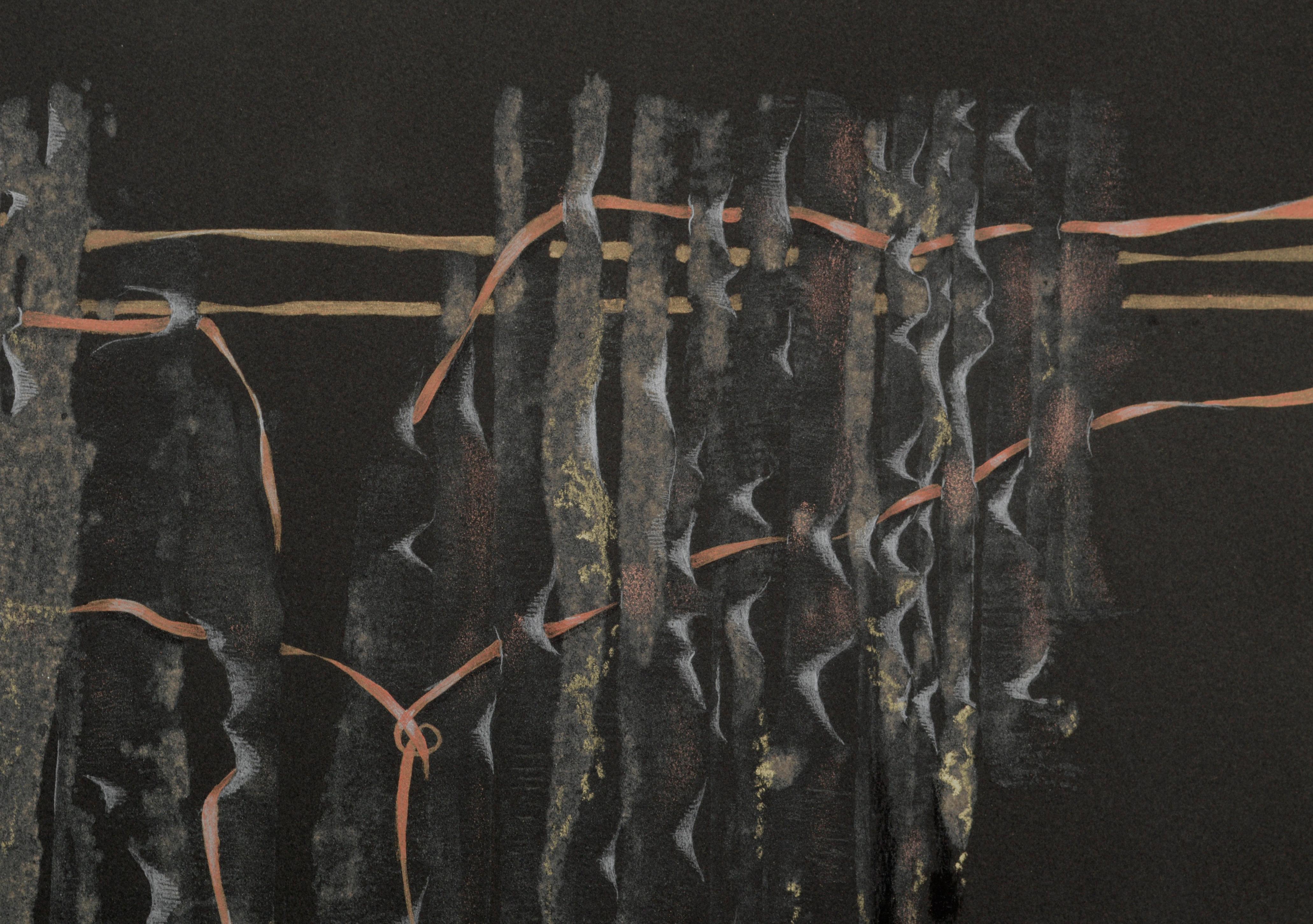 Kimono aus weißer und goldener Spitze – handgeschliffene Collotype (Realismus), Art, von Patricia A Pearce