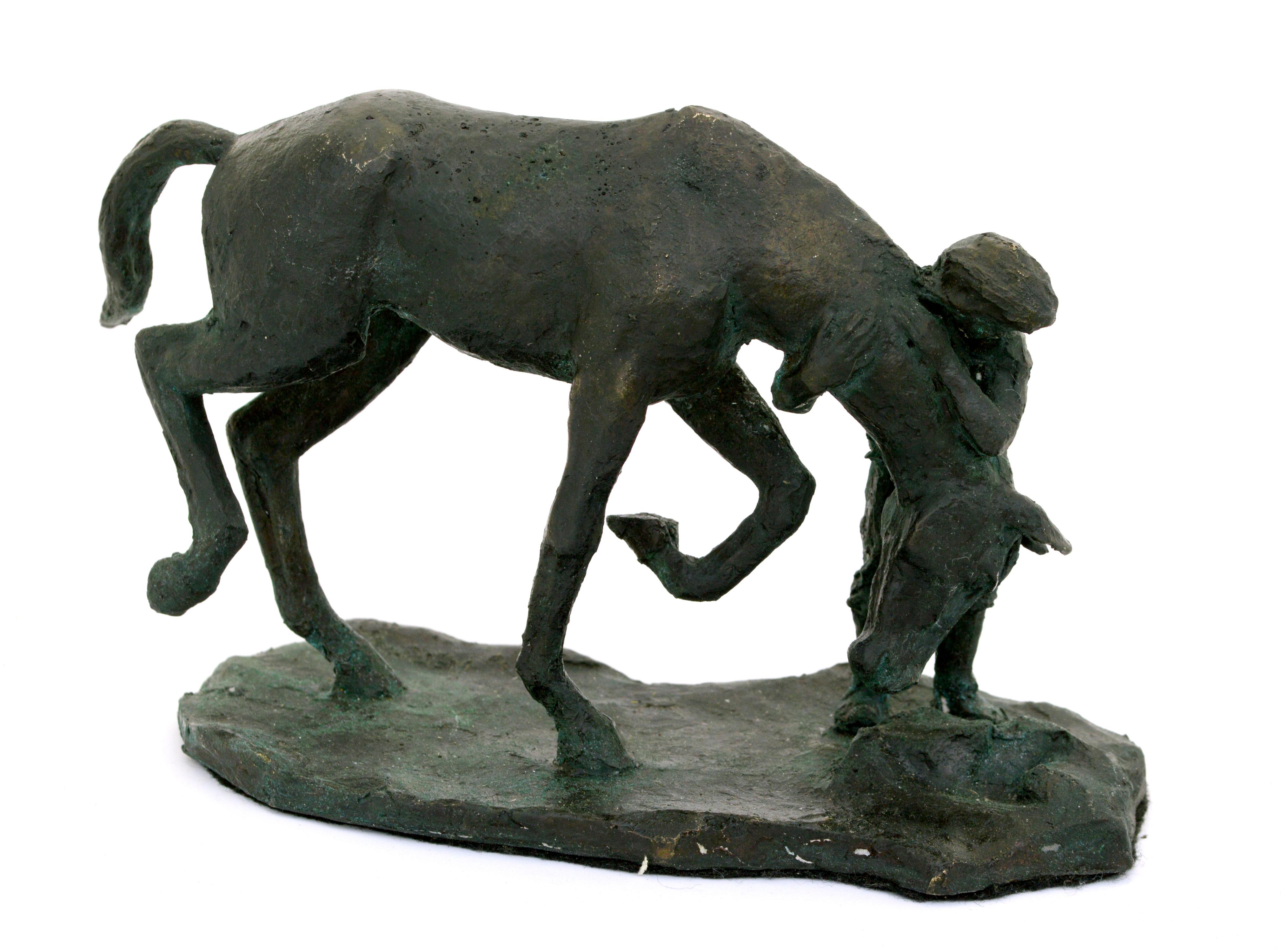 Derek Wernher Abstract Sculpture - A Girl and Her Horse - Bronze Sculpture - Edition of Six