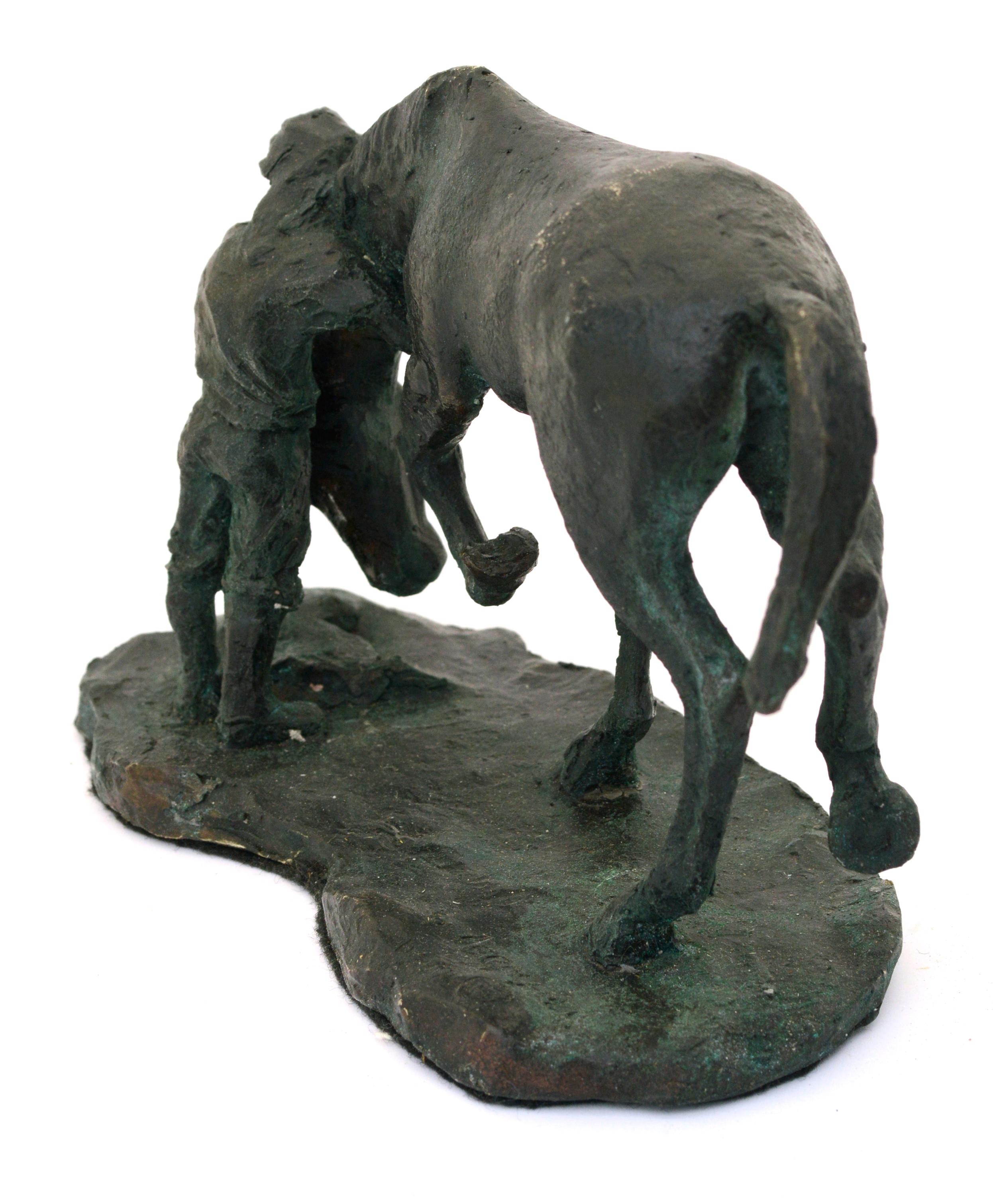 Sculpture of a horse and girl by Derek Wernher (American, 1938-2017). Signed  and dated 