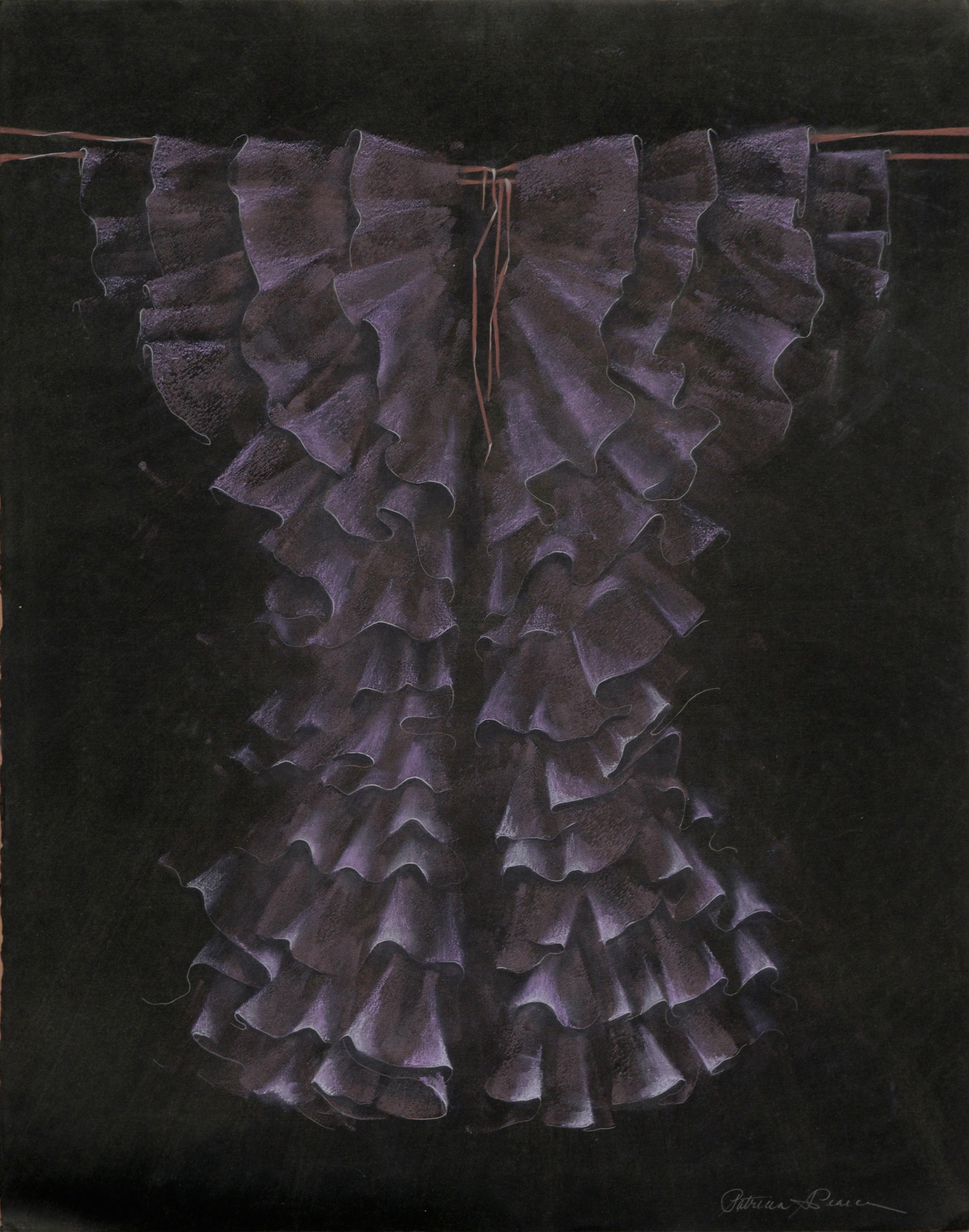 Patricia A Pearce Figurative Art - "Ruffled Robe" (Purple Kimono)