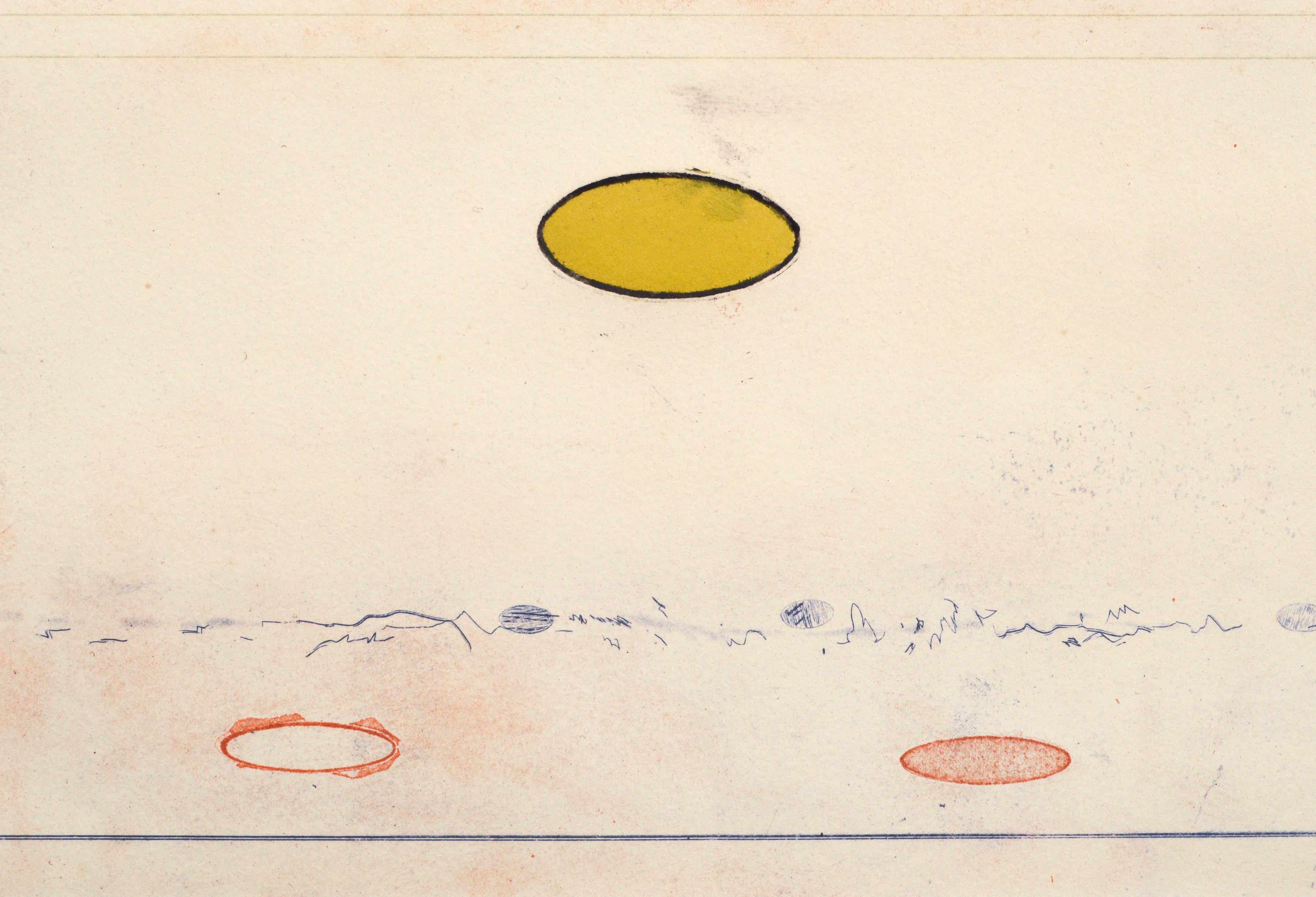 « Orange Row », composition géométrique abstraite minimaliste avec ovales, édition limitée - Géométrique abstrait Print par Geoffrey Bowman