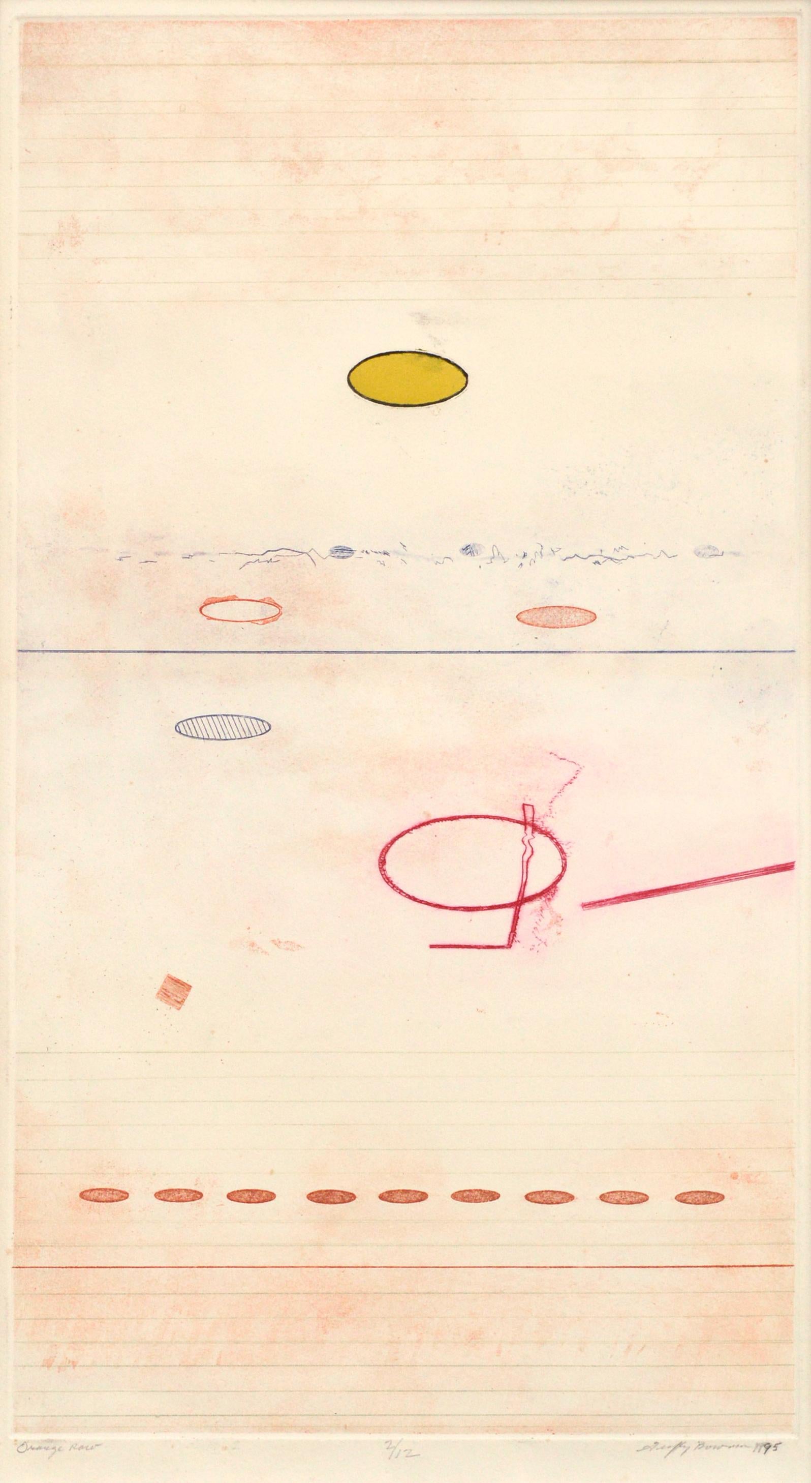 « Orange Row », composition géométrique abstraite minimaliste avec ovales, édition limitée - Print de Geoffrey Bowman