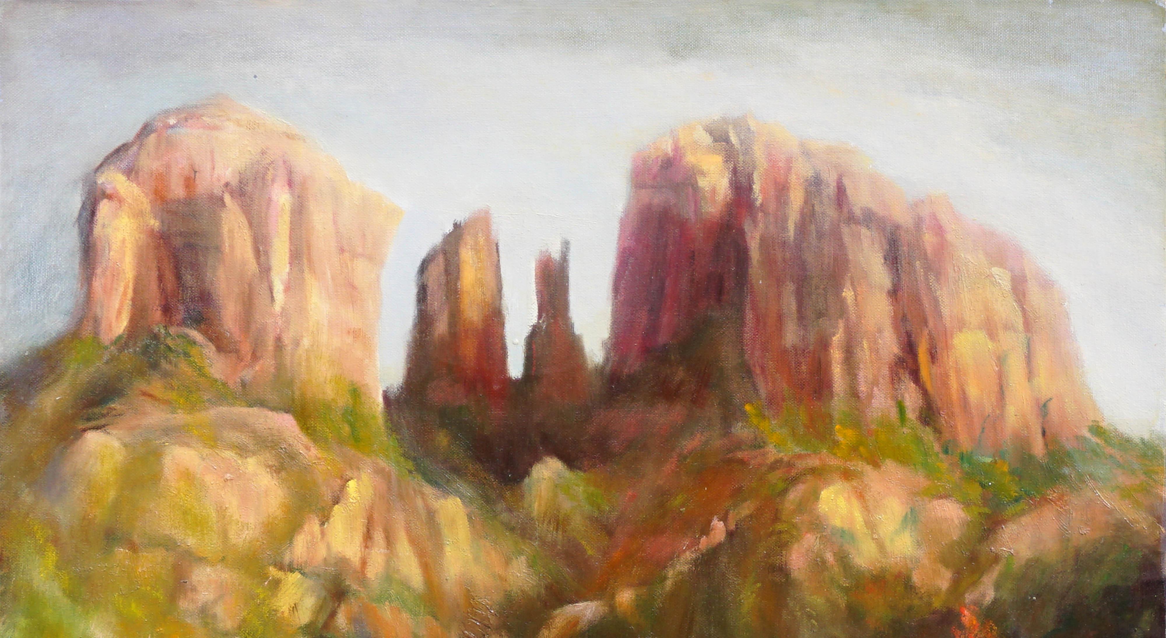 Des roches rouges de Sedona, paysage du sud-ouest du désert  - Impressionnisme américain Painting par Kenneth Lucas