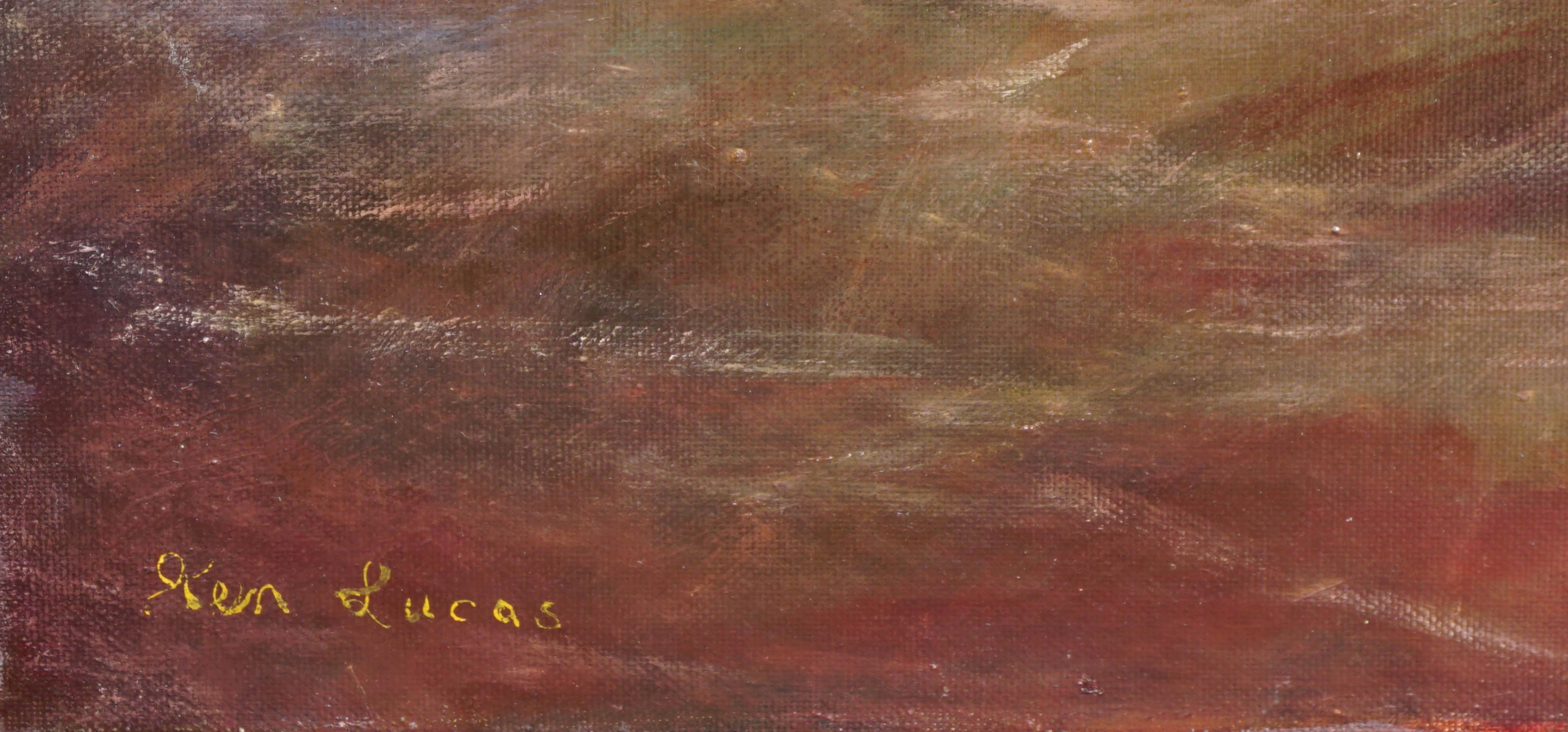 Des roches rouges de Sedona, paysage du sud-ouest du désert  - Marron Landscape Painting par Kenneth Lucas