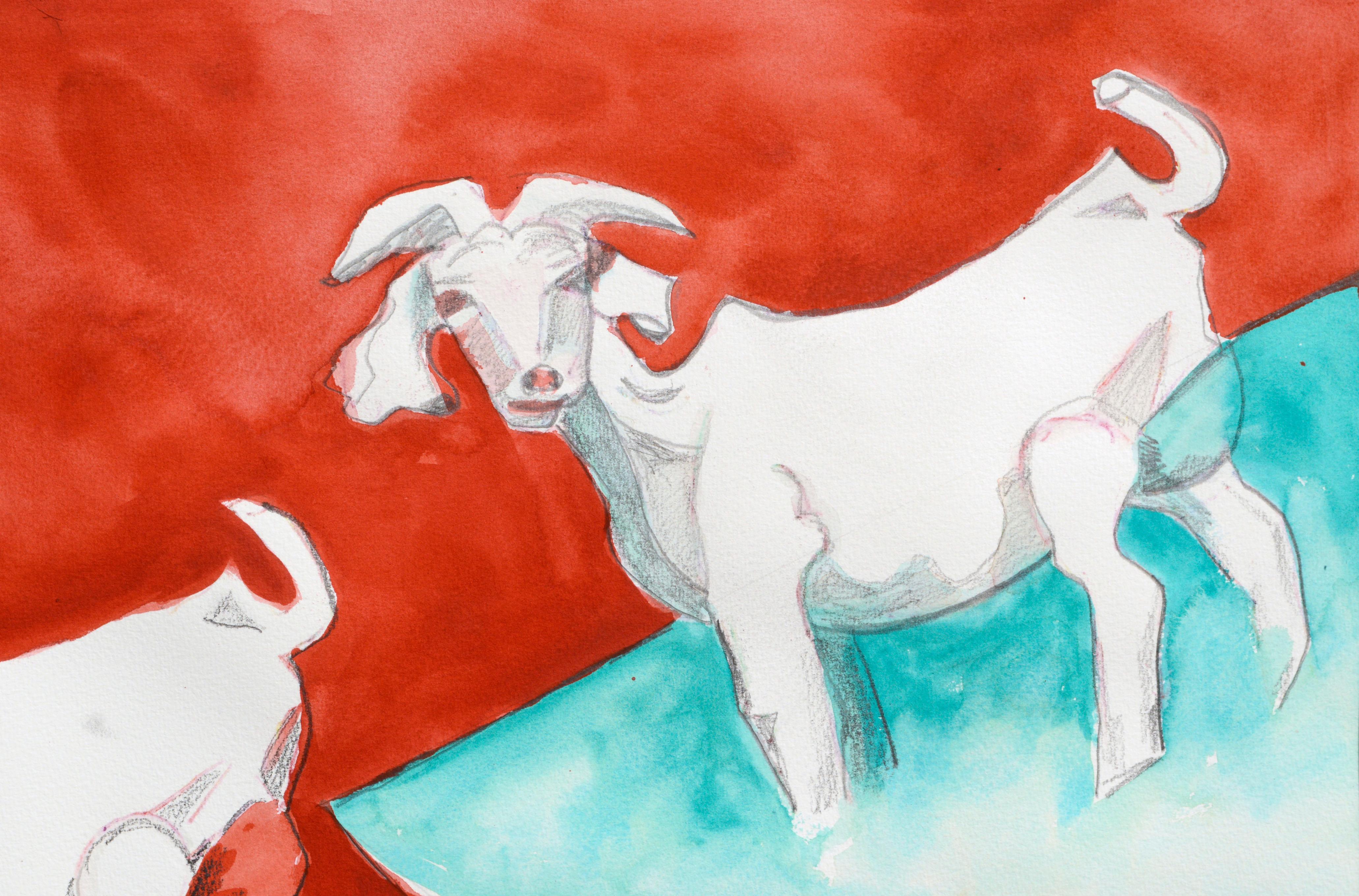 Modernist Colorful Goats Abstract  For Sale 2