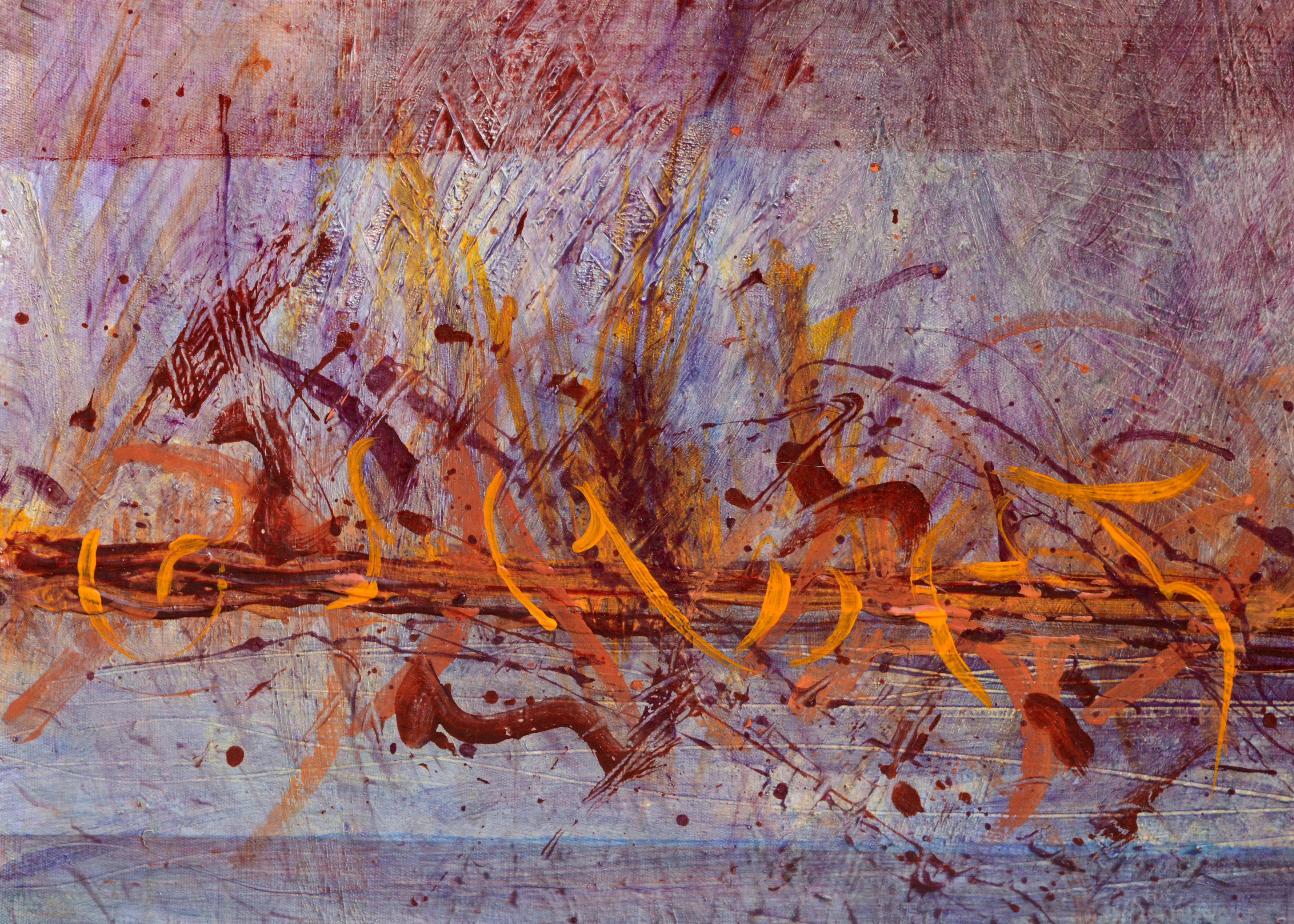 Abstract Fire Birds on the Water - Abstract Expressionist Painting by M. Anderson