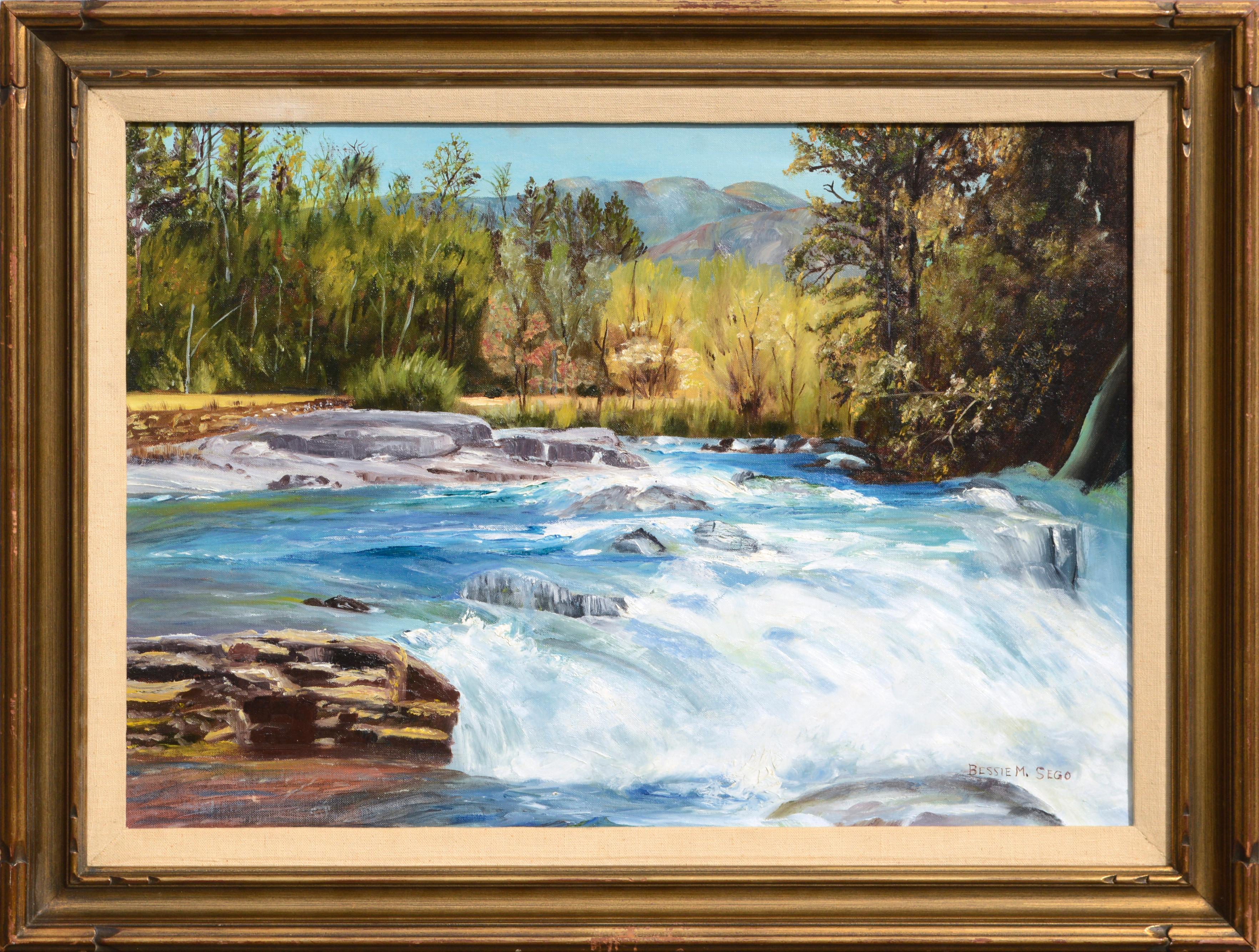 Mary Bessie Montgomery Sego Landscape Painting - Mid Century River Rapids Landscape