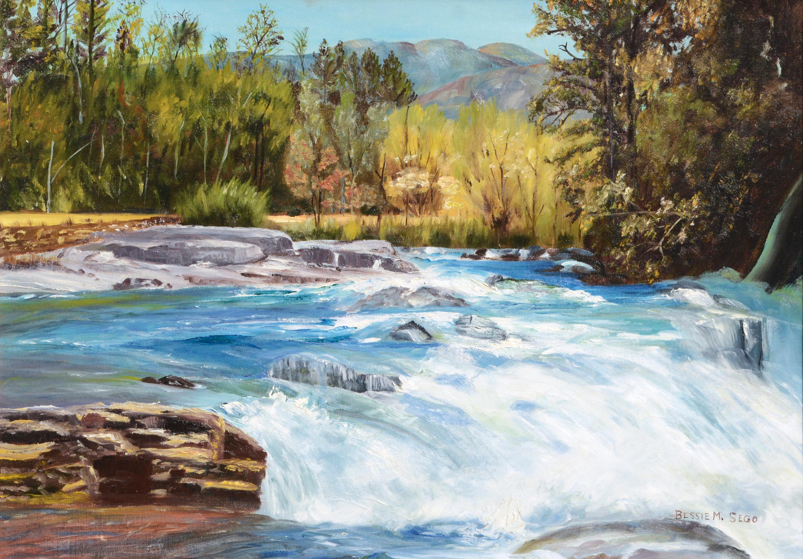 Mid Century River Rapids Landscape - Painting by Mary Bessie Montgomery Sego