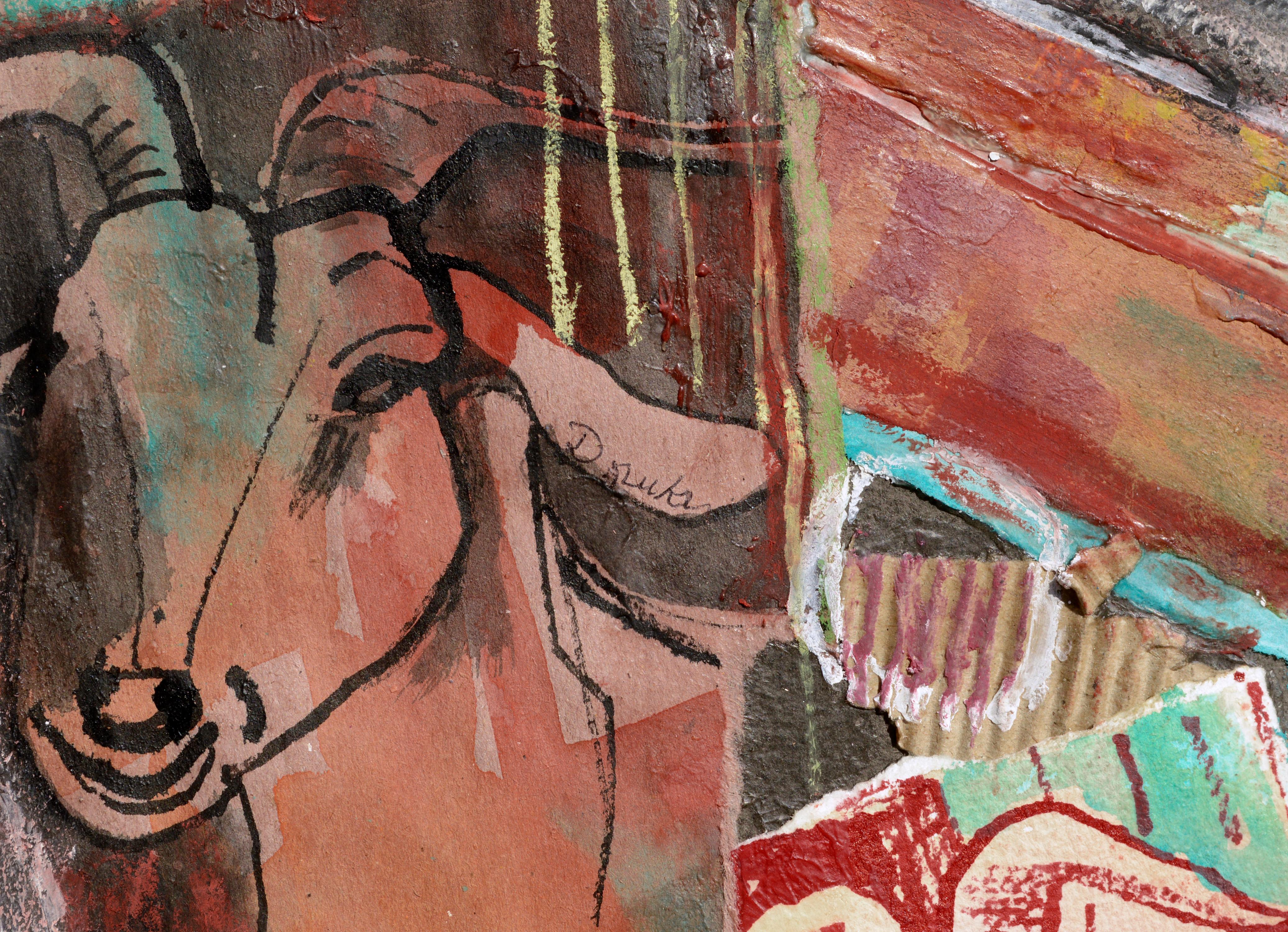 Abstrakte Collage aus roter Ziege im Angebot 2
