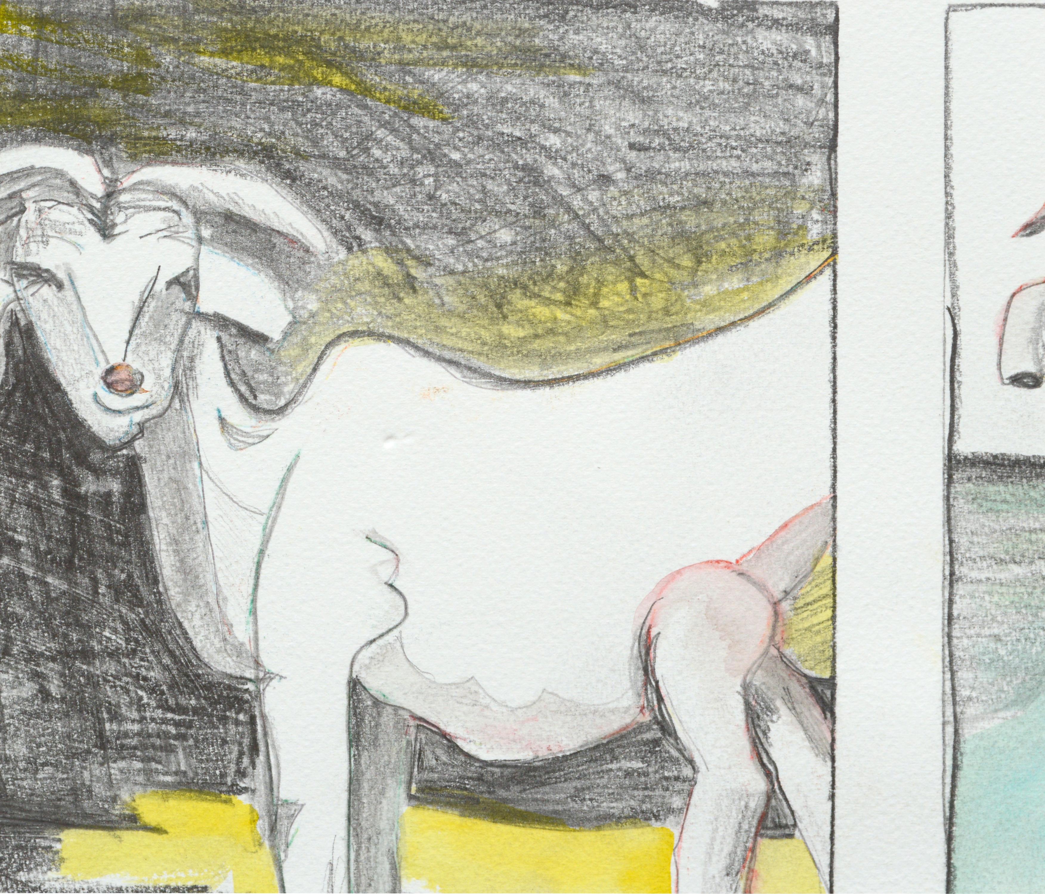 Six chèvres, série de portraits modernistes d'animaux chèvres  en vente 1