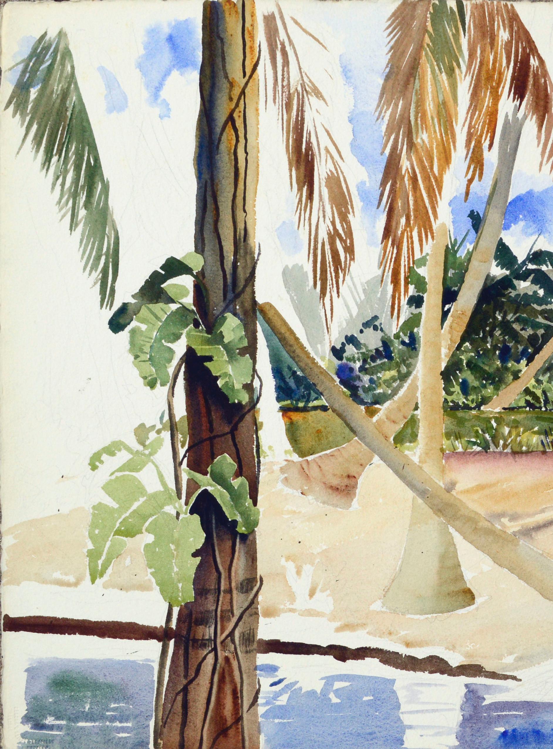 Palms in the Tropics (work in progress) - American Impressionist Art by Joseph Yeager