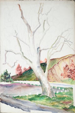 Paisaje arbolado de mediados de siglo Acuarela (inacabada)