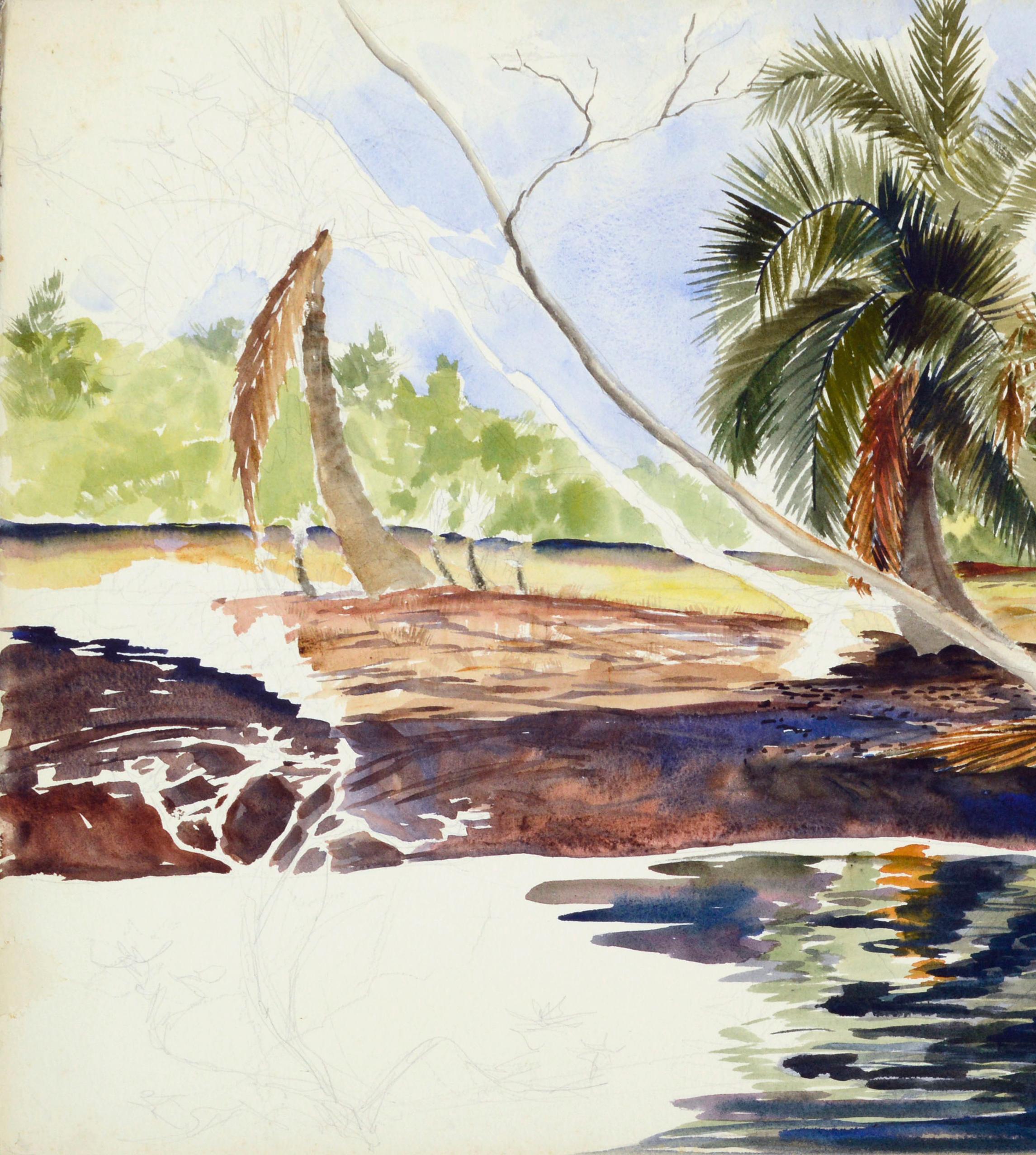 Tropical Palms (unfinished work) - American Realist Art by Joseph Yeager