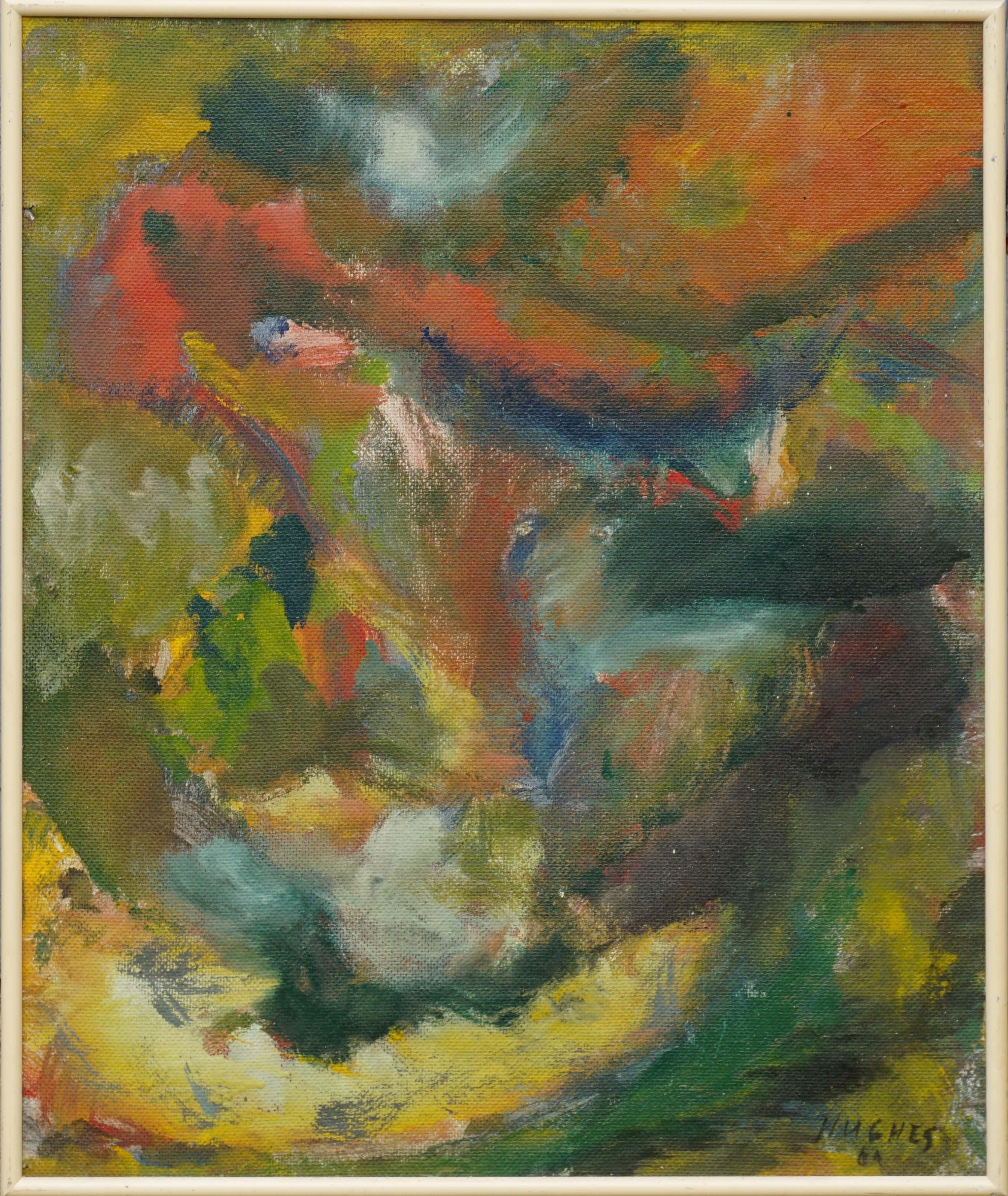 Hughes Abstract Painting - Mid Century Double-Sided Earth Toned Abstract