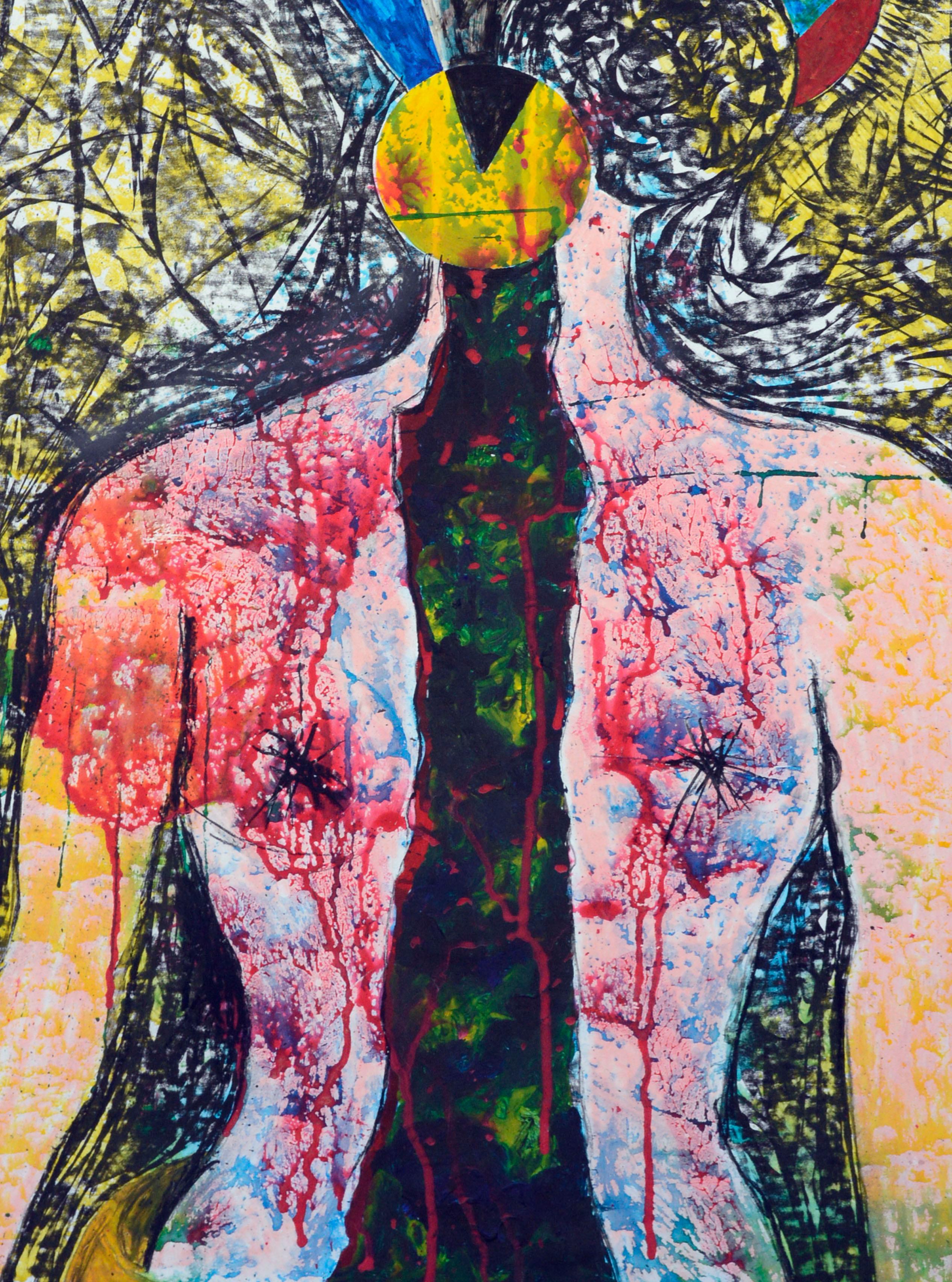 Figure abstraite - Femme émergeante - Expressionnisme abstrait Painting par R Navarro