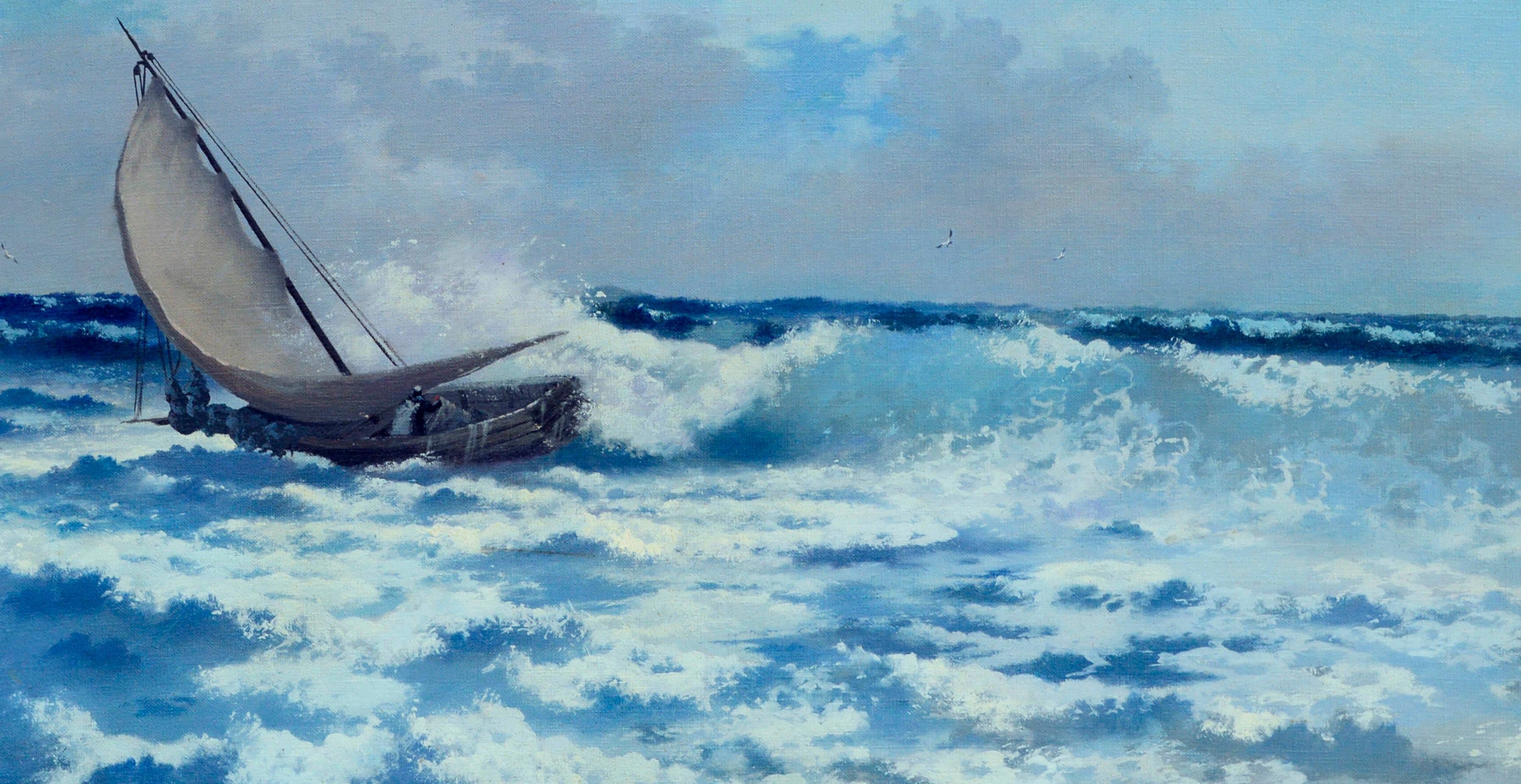 Crashing the Surf, Meereslandschaft aus der Mitte des Jahrhunderts (Amerikanischer Impressionismus), Painting, von Carl Davidson