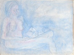 Reclining Nude - Blue Abstract Figurative