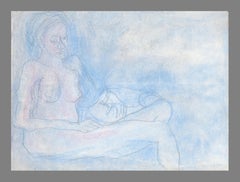 Reclining Nude - Blue Abstract Figurative