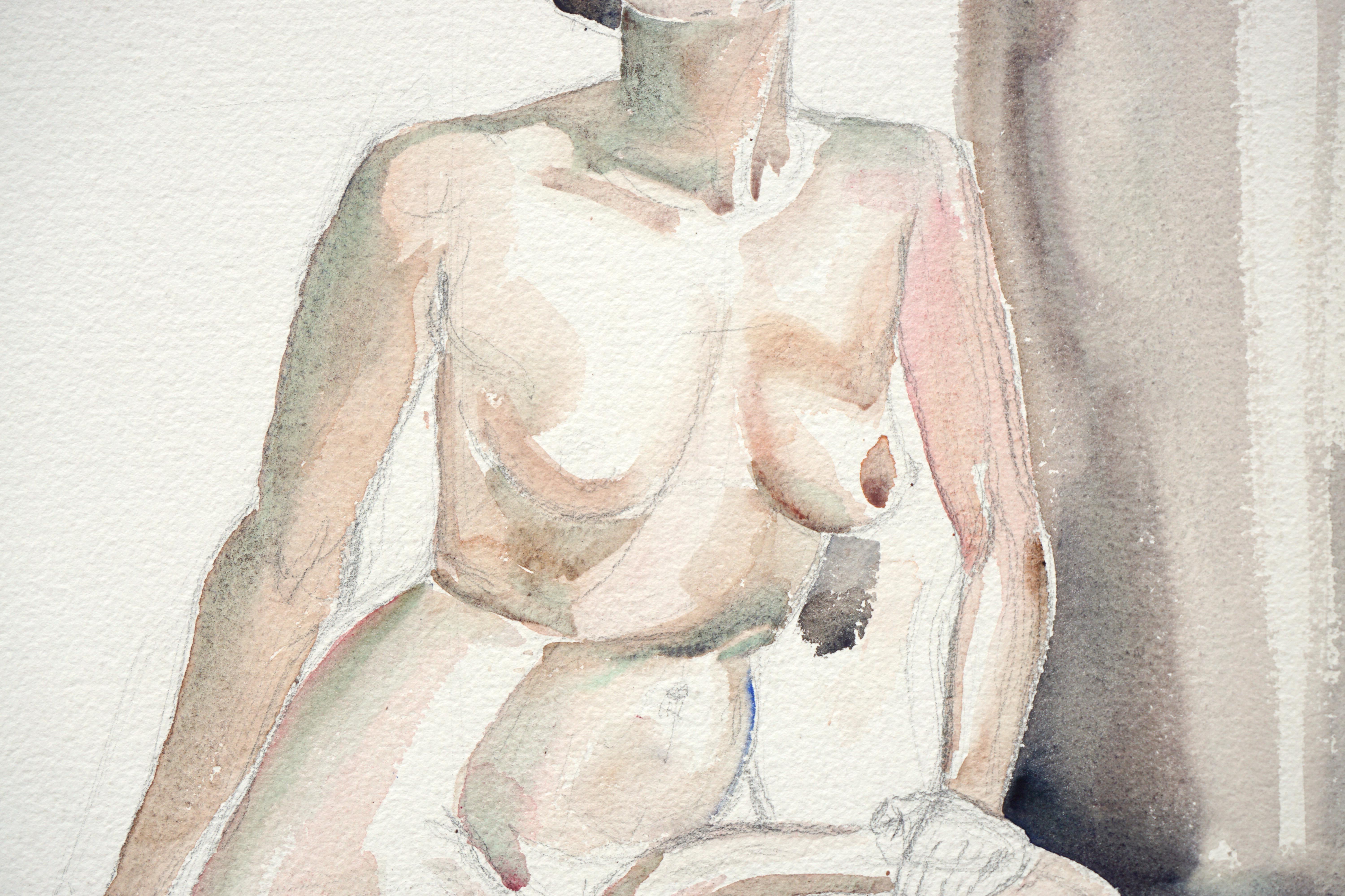 Sitzende Aktfigurenstudie aus der Mitte des Jahrhunderts (unvollendet) (Amerikanischer Impressionismus), Art, von Joseph Yeager