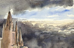 San Miguel Arcángel, Guanajuta Mexico Mid Century Landscape W/C (unfinished)