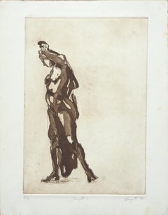 Retro "Study 6" Figurative Abstract Lithograph