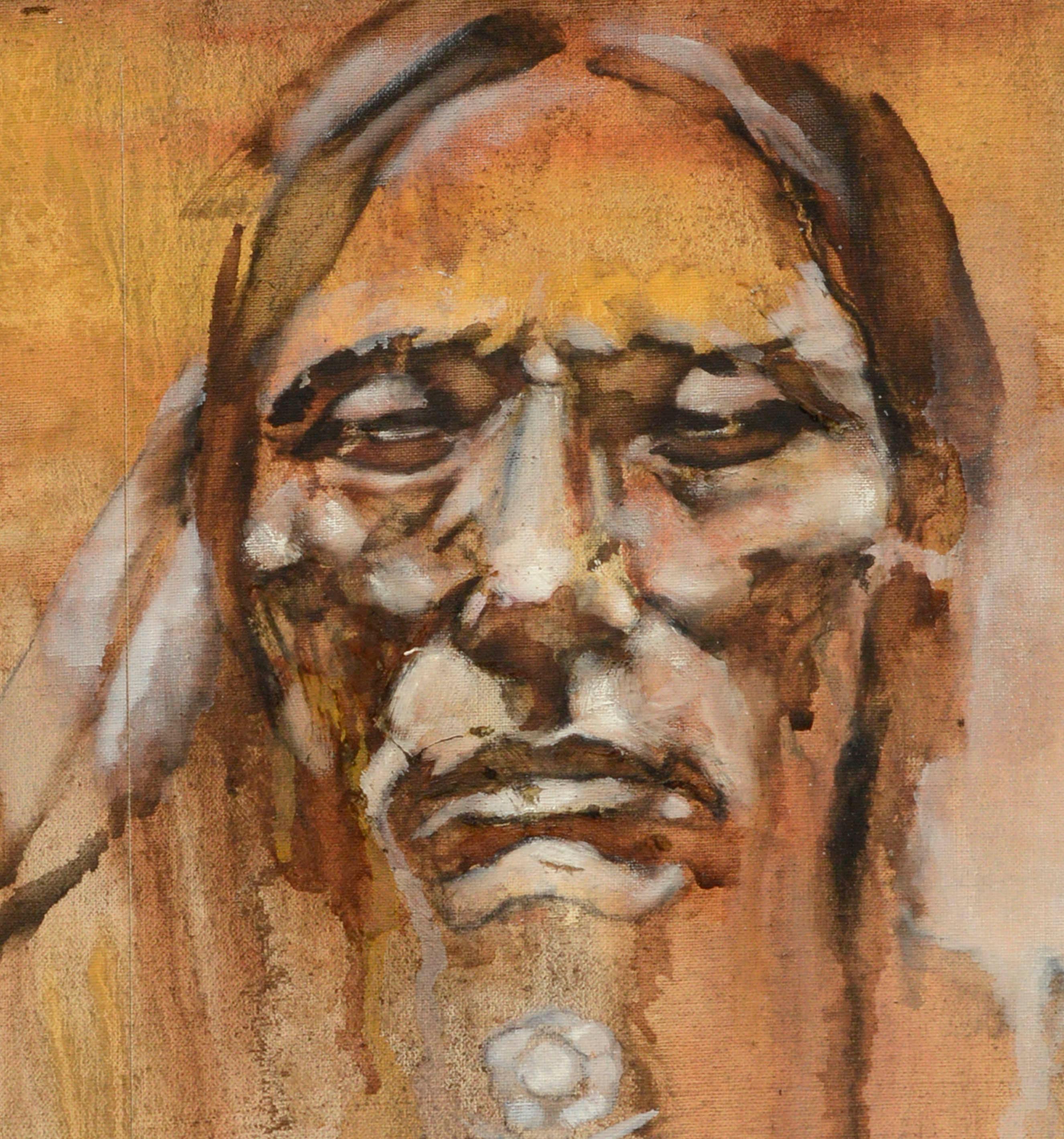 Ritratto di nativo americano di metà secolo - Painting Impressionismo americano di B. Shepard