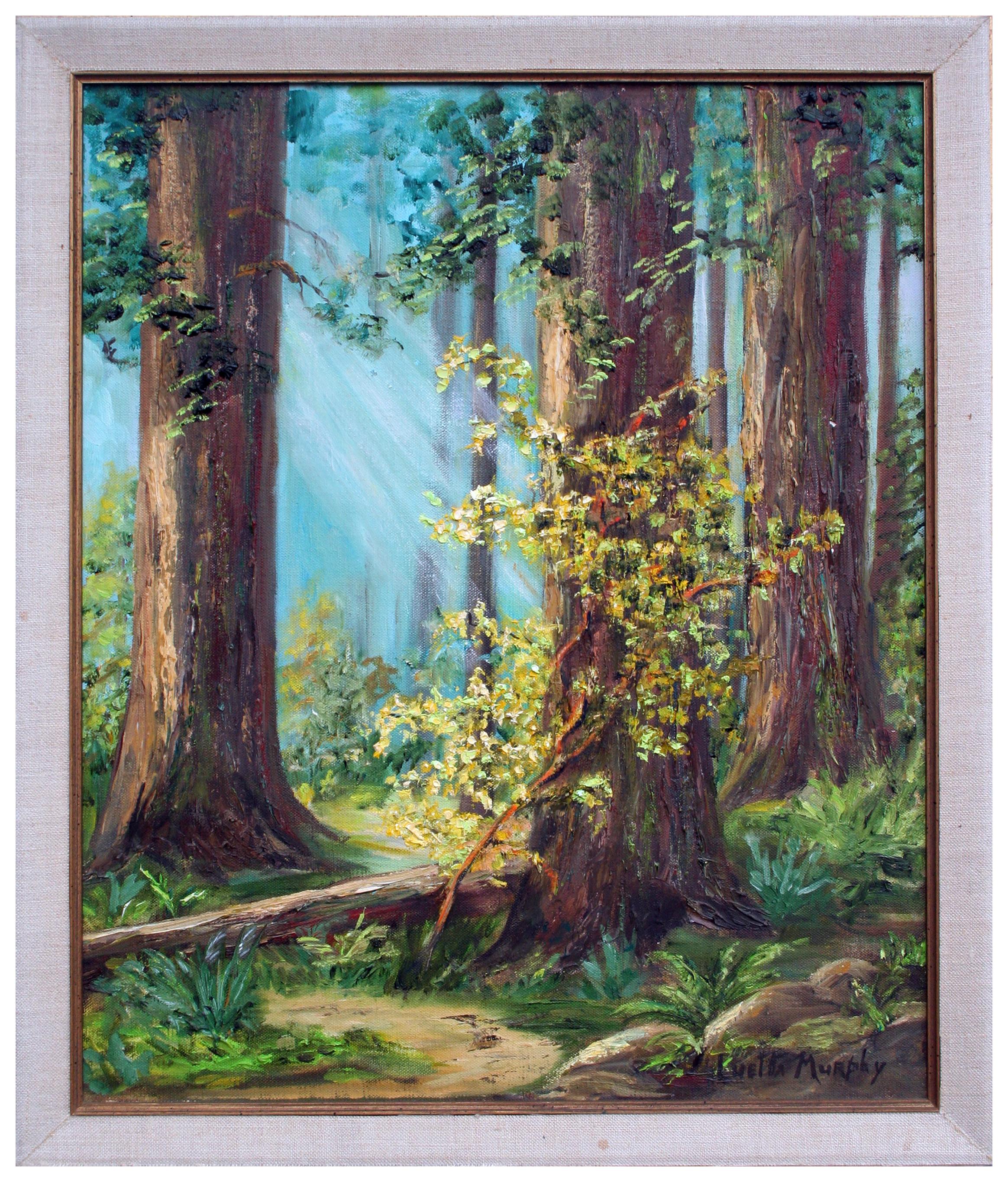 Luetta Murphy Landscape Painting - Mid Century Light Through the Trees Forest Landscape 