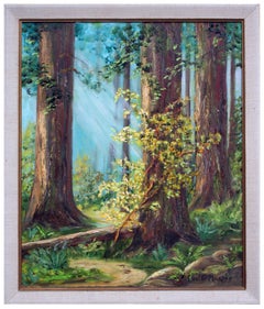 Mid Century Light Through the Trees Forest Landscape 