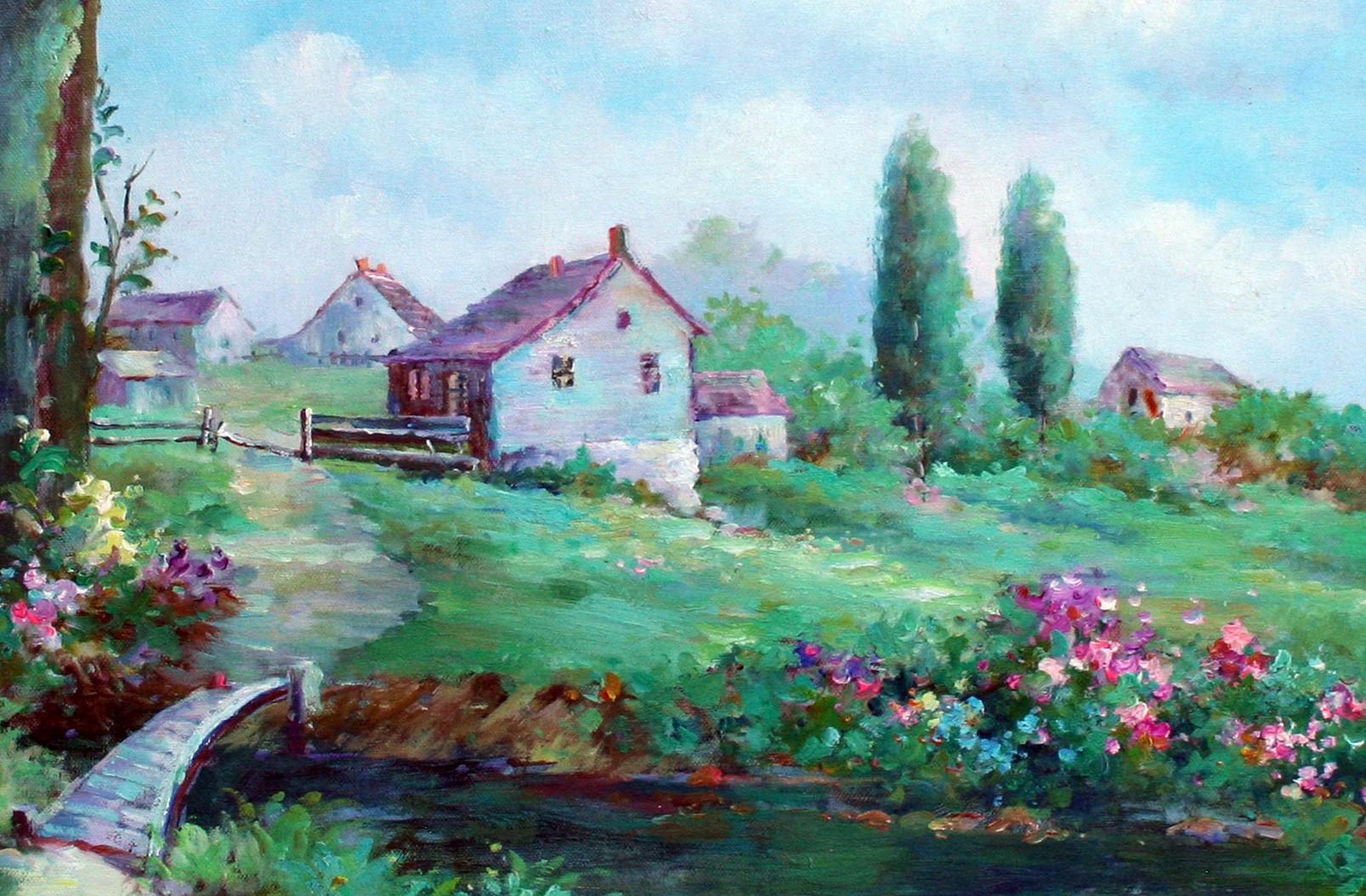 Paysage de printemps en Toscane  - Impressionnisme Painting par G. Irness