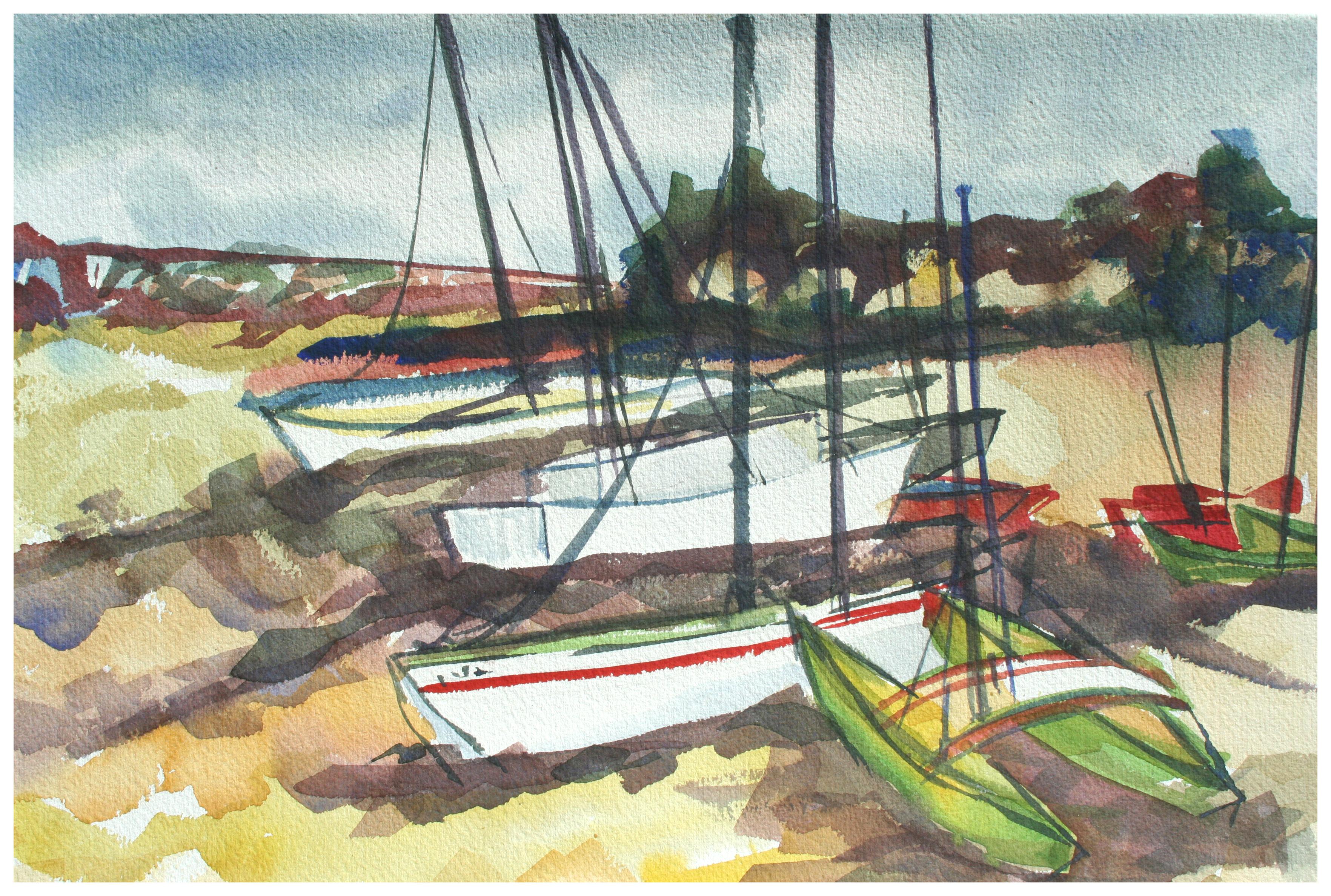 Boats on the Monterey Shore  - Art by Doris Warner