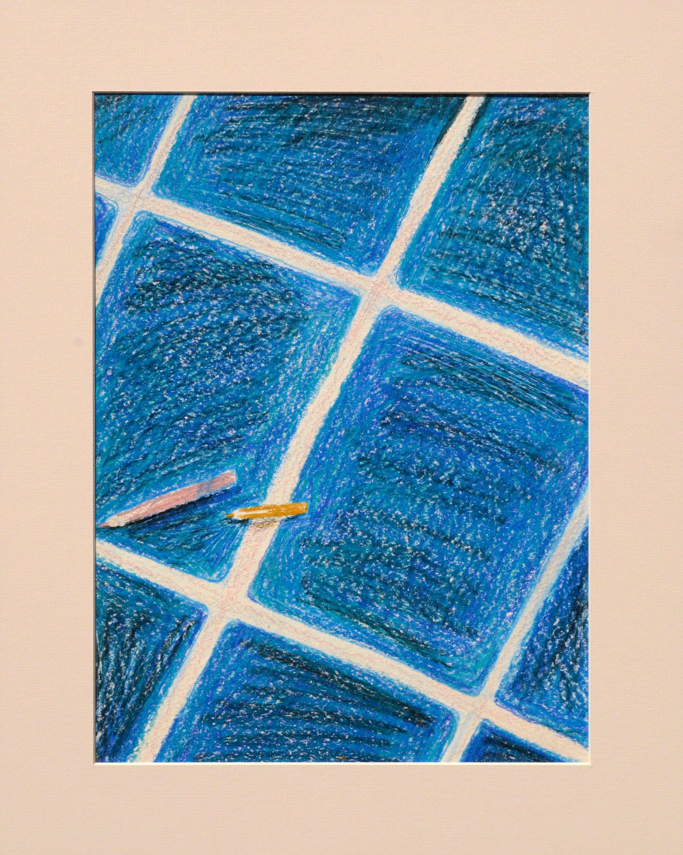 Four Panel Still Life, 1970s Artist's Studio with Succulent Plant & Blue Tile  - Beige Interior Art by Noel Howard