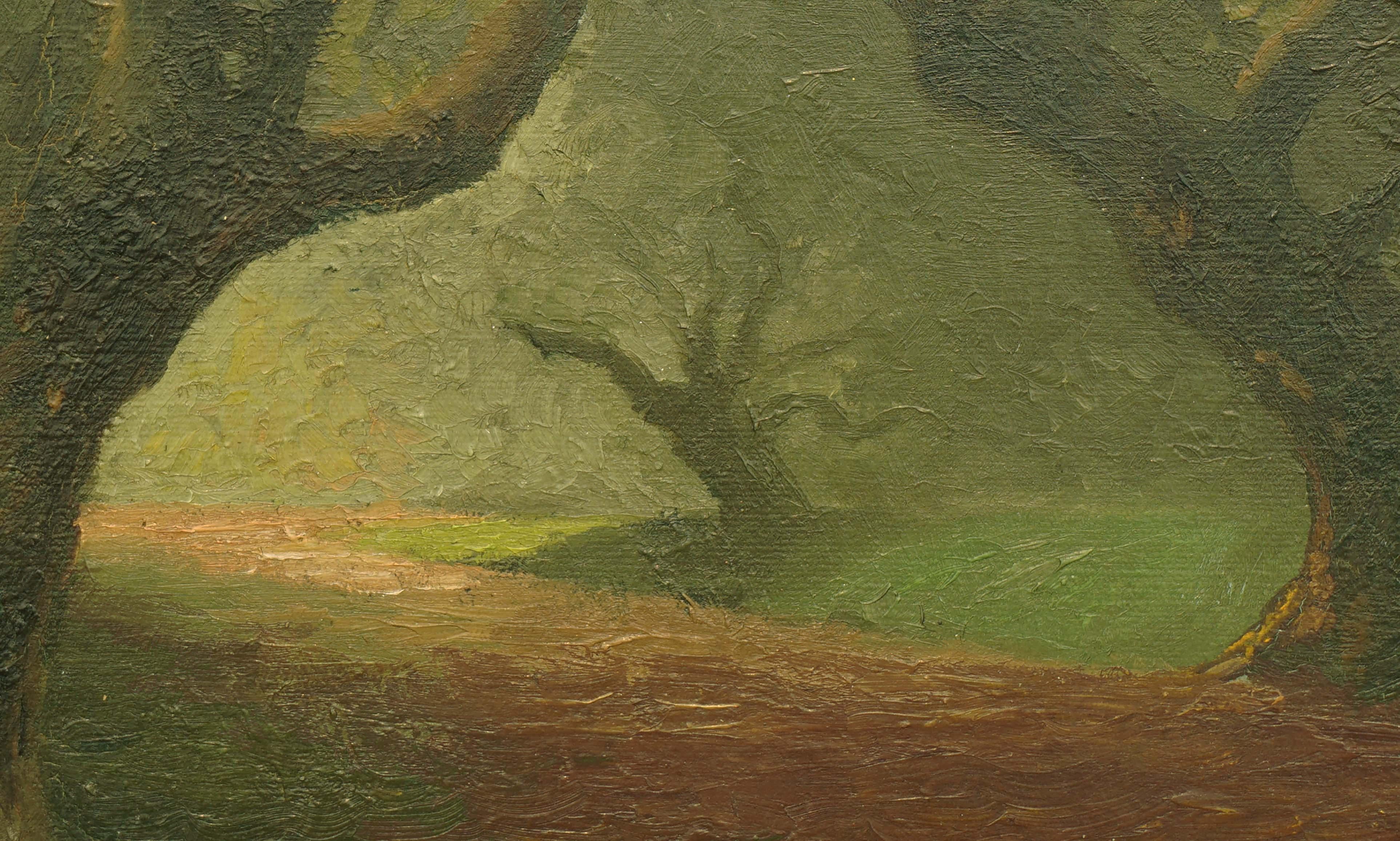 Turn-of-the-Century Berkeley Oaks Landscape - Painting by Myrtle M. Howell