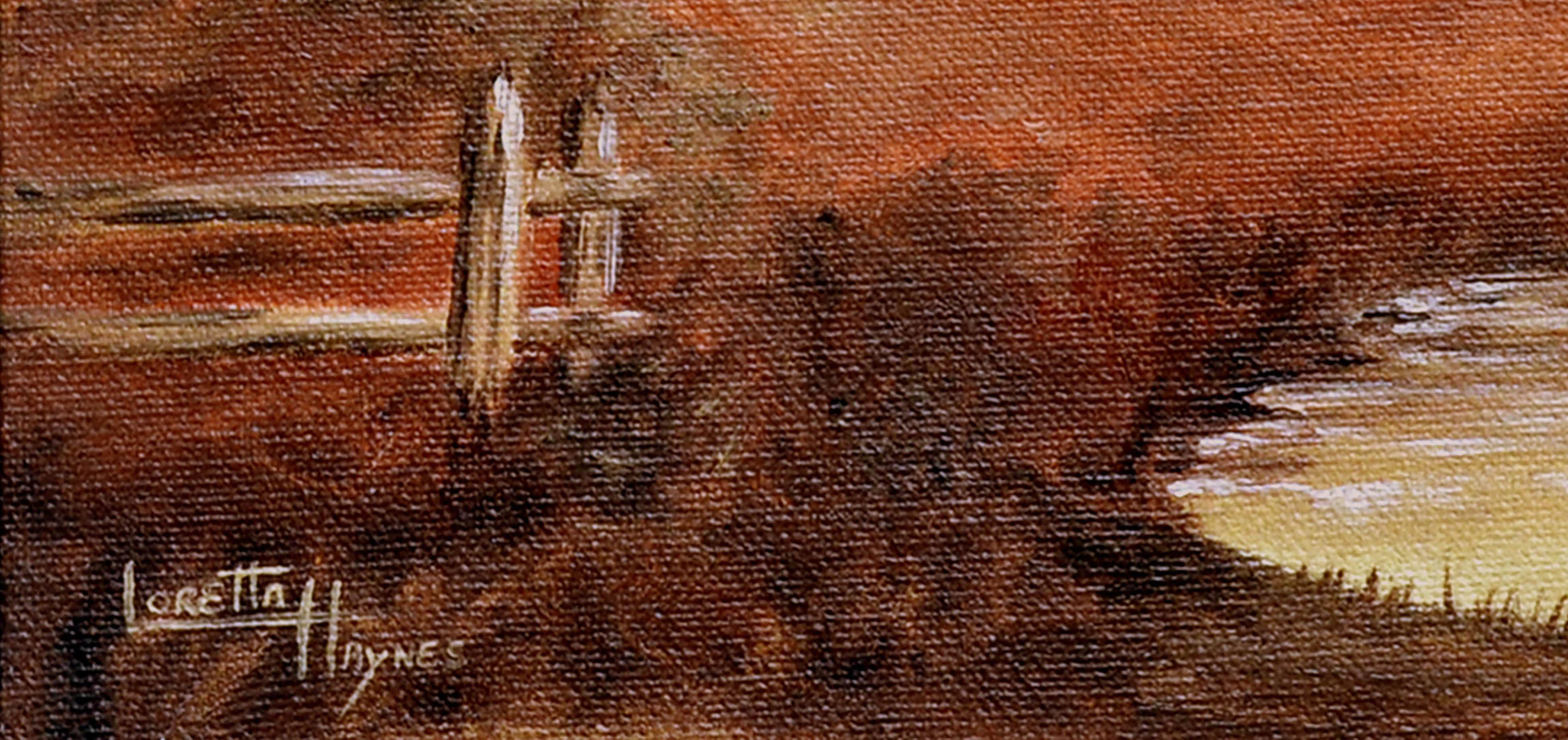 Herbst-Landschafts-Kabinenlandschaft (Amerikanischer Impressionismus), Painting, von Loretta Haynes