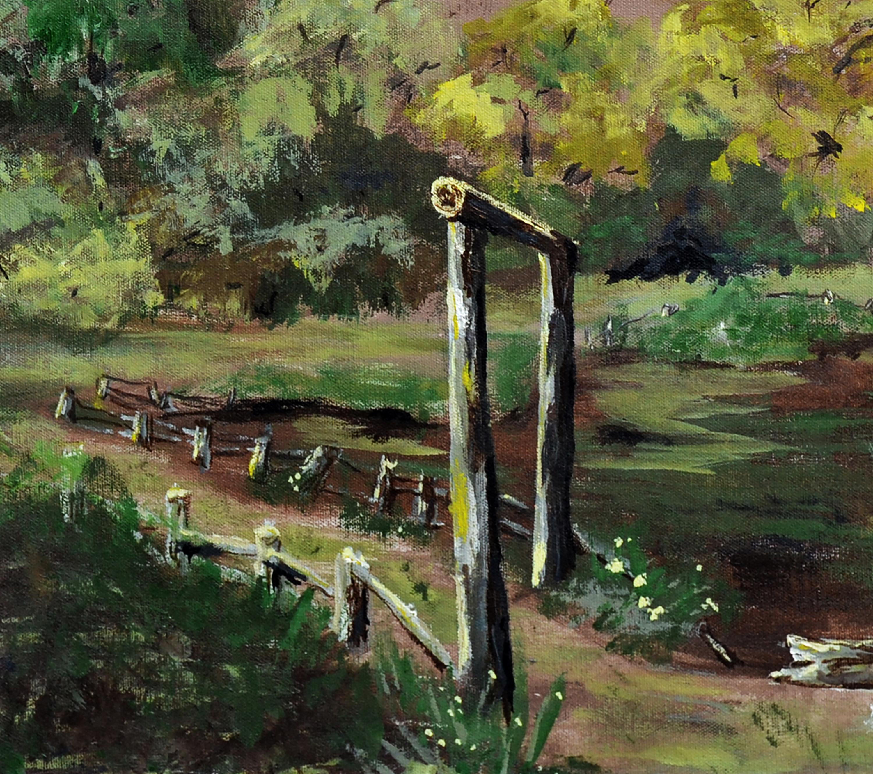 Il paesaggio della vecchia fattoria - Painting di C Rowland