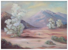 Mid Century Smoke Tree California Desert Mountain Landscape