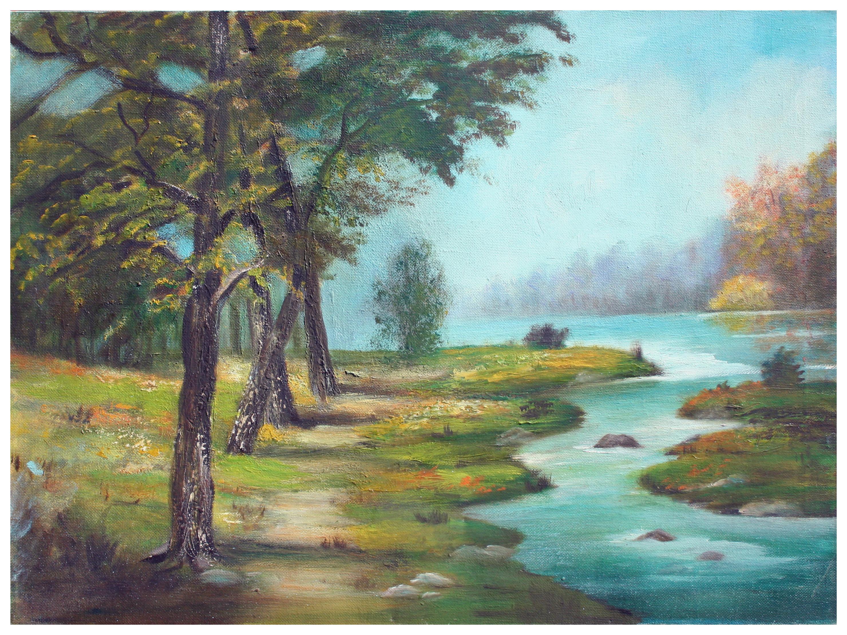 Alice Egge Landscape Painting - Mid Century Winding River Landscape
