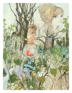 Woodland Fancy, Mid-Century Fantastical Figurative Landscape 1969
