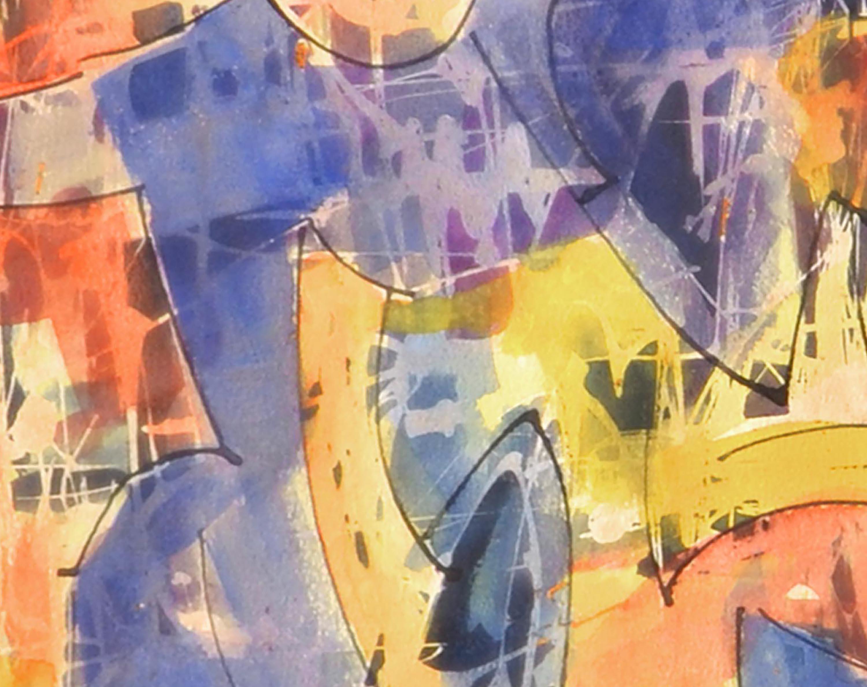 Purple & Yellow Modern Urban Abstract  - Abstract Expressionist Art by Carl E. Schwartz
