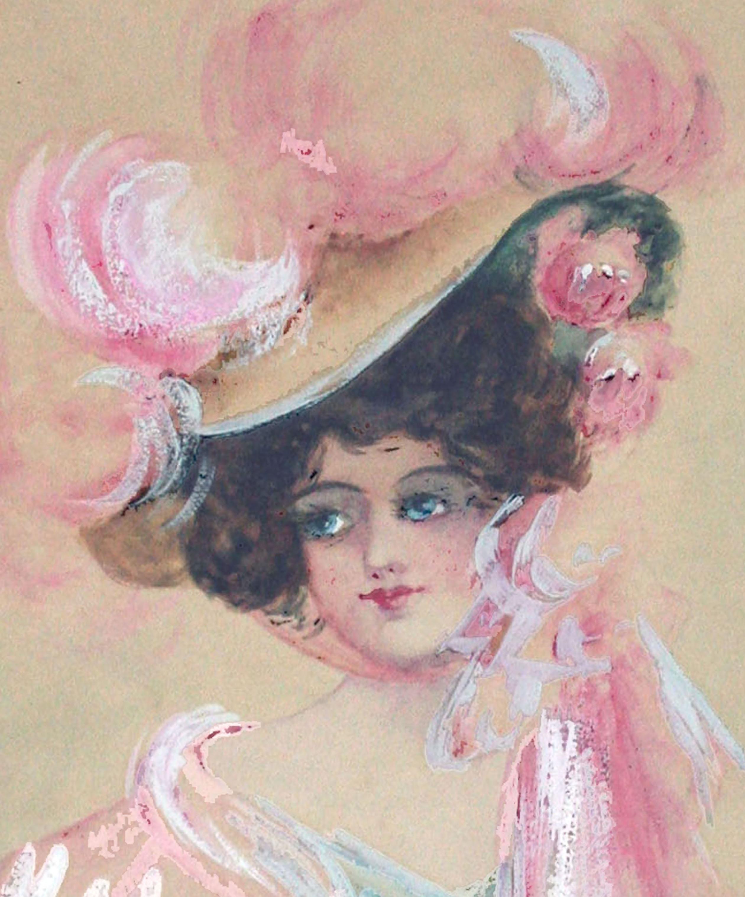 Gibson Girls - Set of Two 1920's Portraits, Vintage Fashion Illustrations For Sale 1