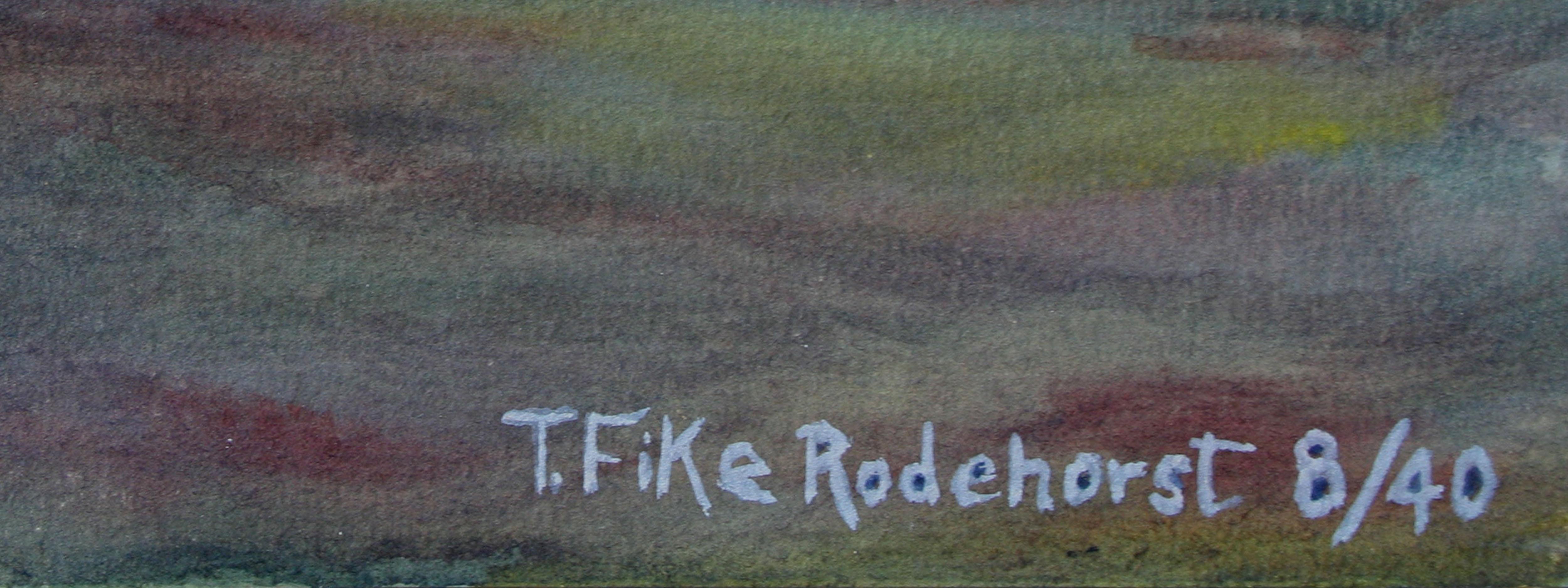 Paysage de ferme rouge du milieu du siècle dernier  - Impressionnisme américain Art par Thelma Fike Rodehorst