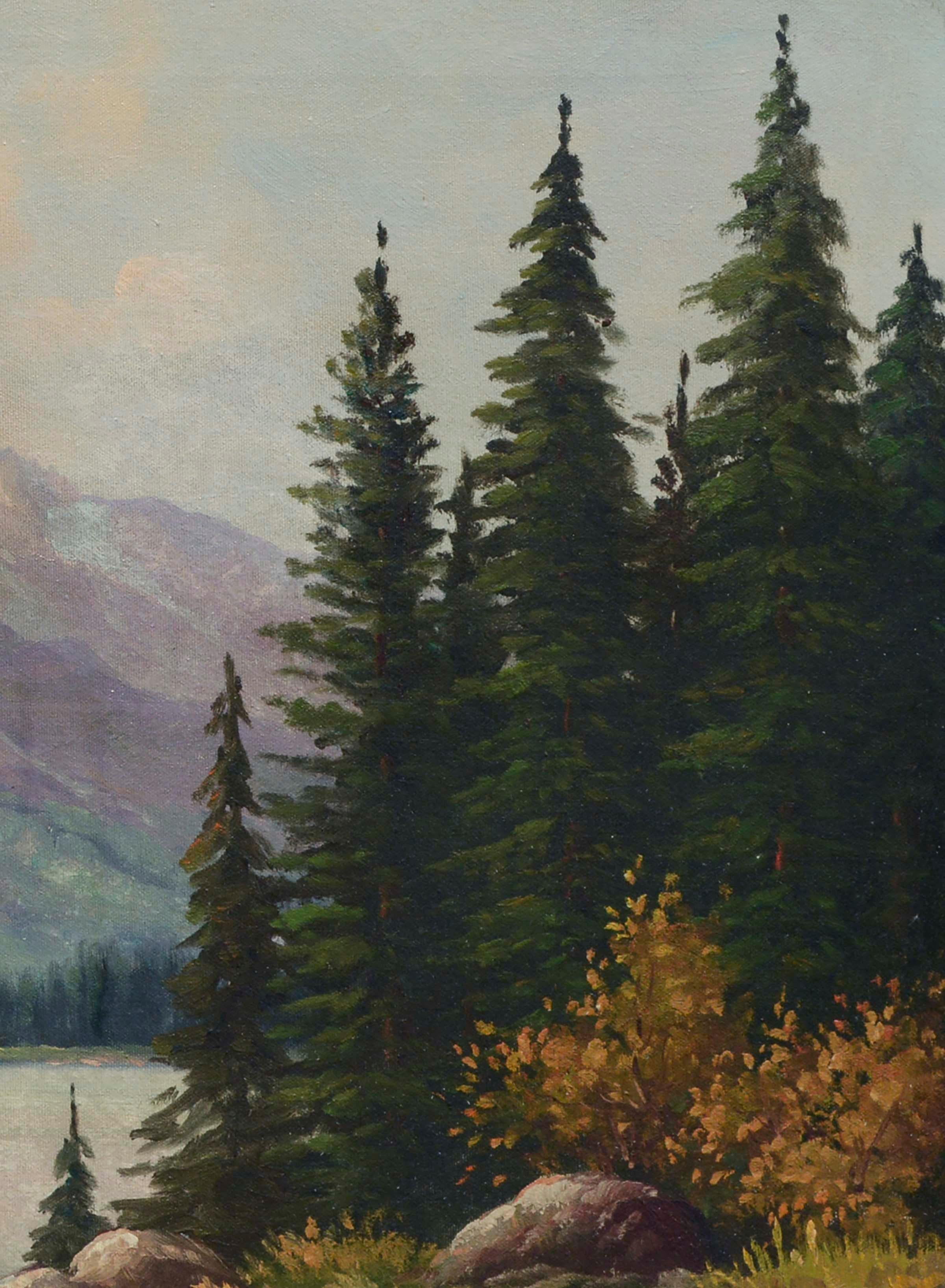 mountain lake landscape painting