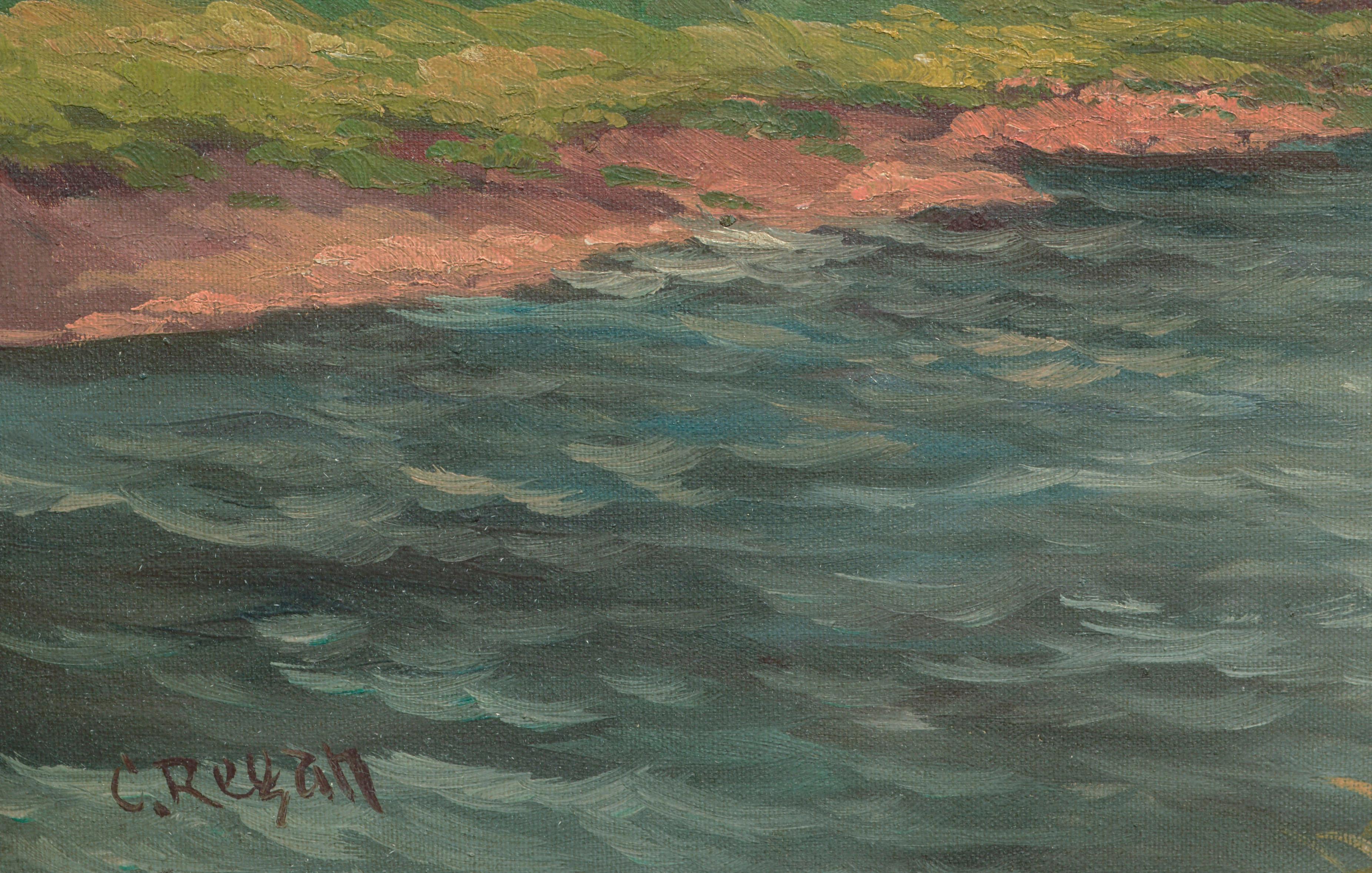 Mid Century Sierra Mountain Lake Landscape - American Impressionist Painting by C. Regan