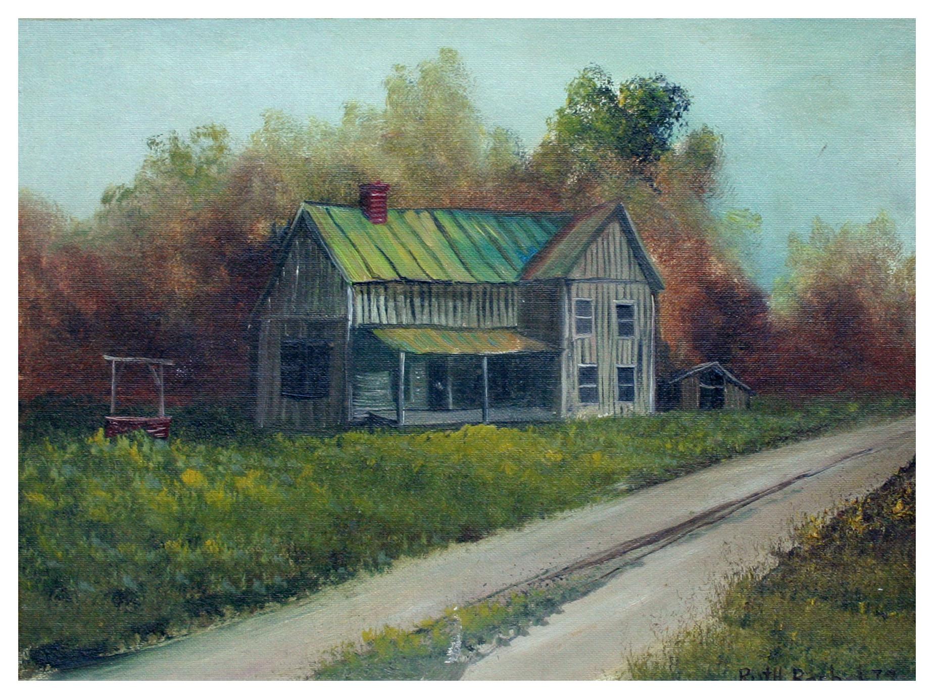Southern Barn, Pastoral Landscape - Painting by Ruth & Rachel McLaughlin