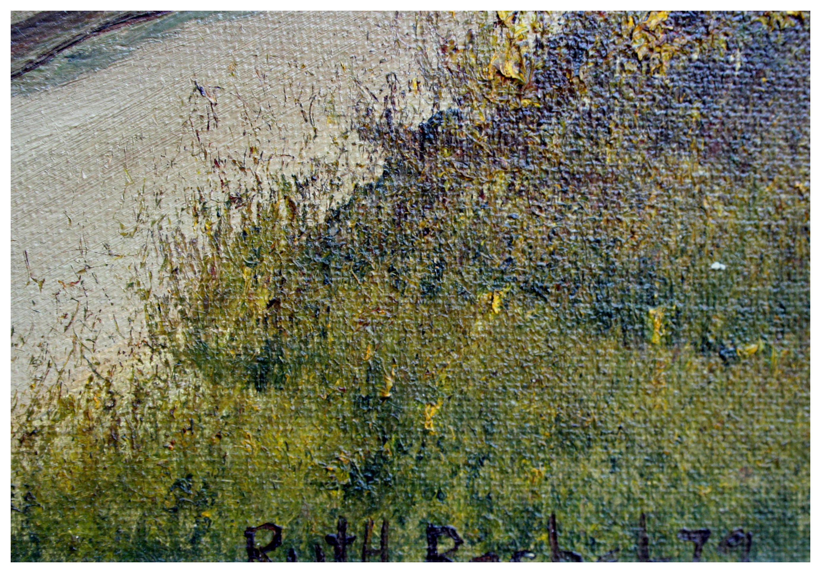 Barn du Sud, paysage pastoral - Noir Landscape Painting par Ruth & Rachel McLaughlin