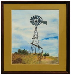 Used Mid Century Windmill Rural Landscape 