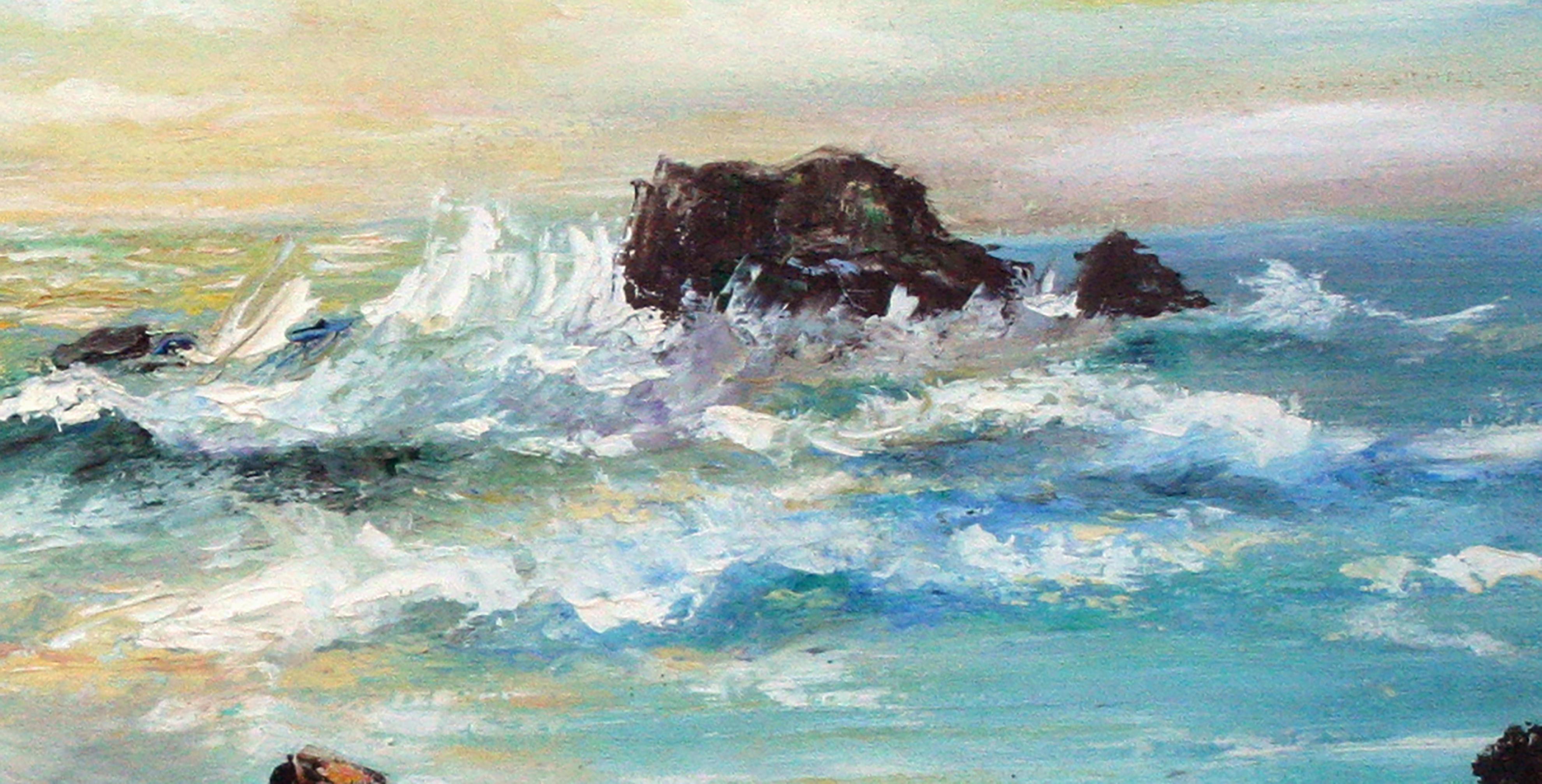 Mid-Century Big Sur Rocky Seascape (Amerikanischer Impressionismus), Painting, von Willard Little